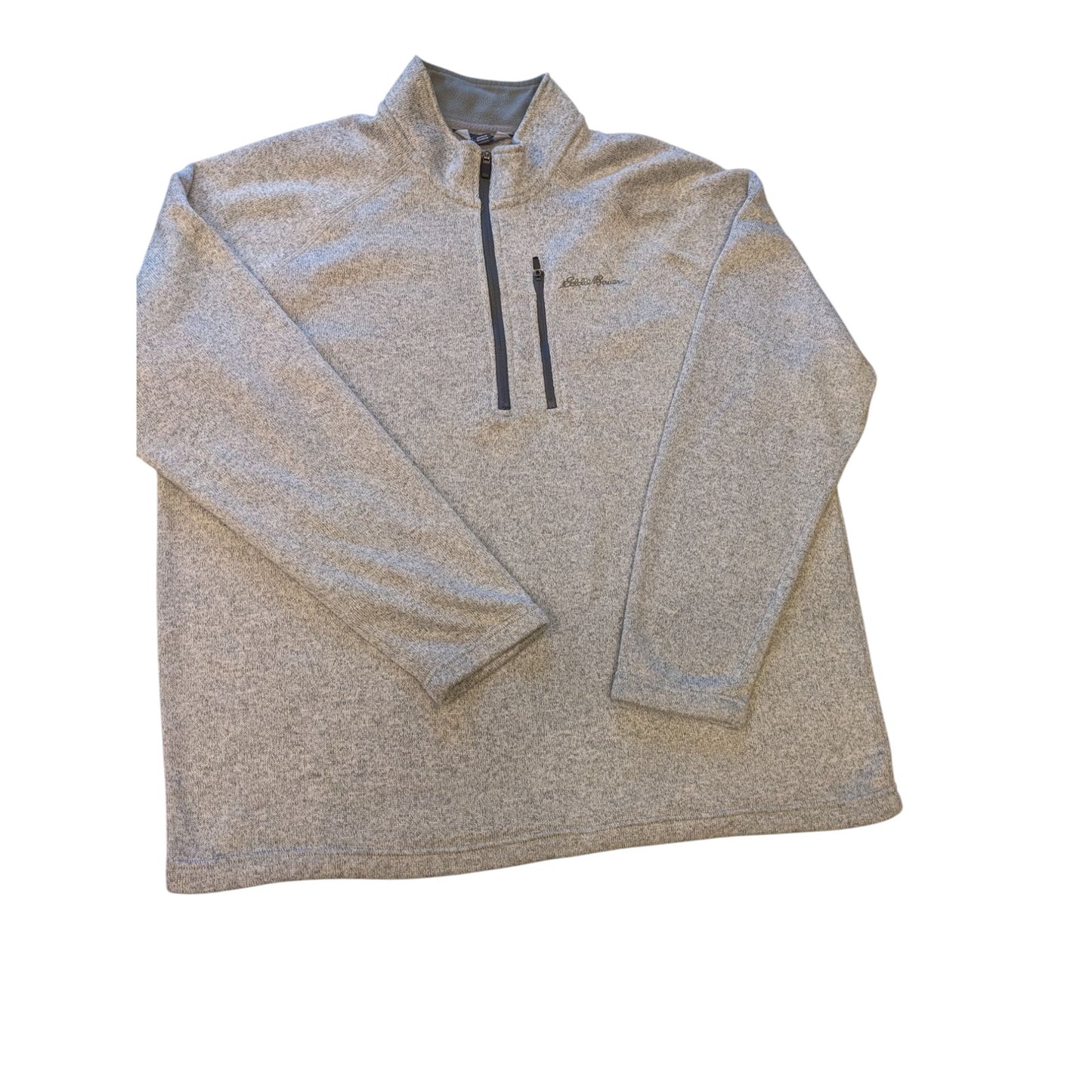 Eddie Bauer Fleece Sweater Mens XXL Gray 1/4 Zip Pullover Gray Hiking Sweatshirt