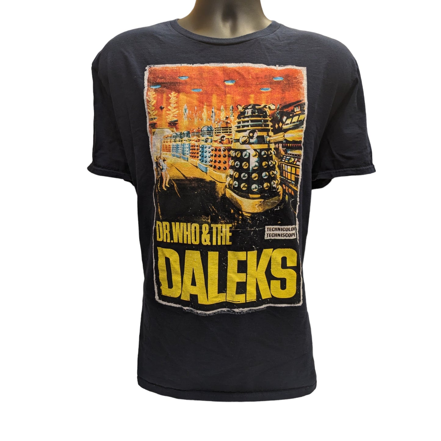 Dr Who Daleks T Shirt Mens XL Short Sleeve Black Graphic Print TV Show Sci Fi