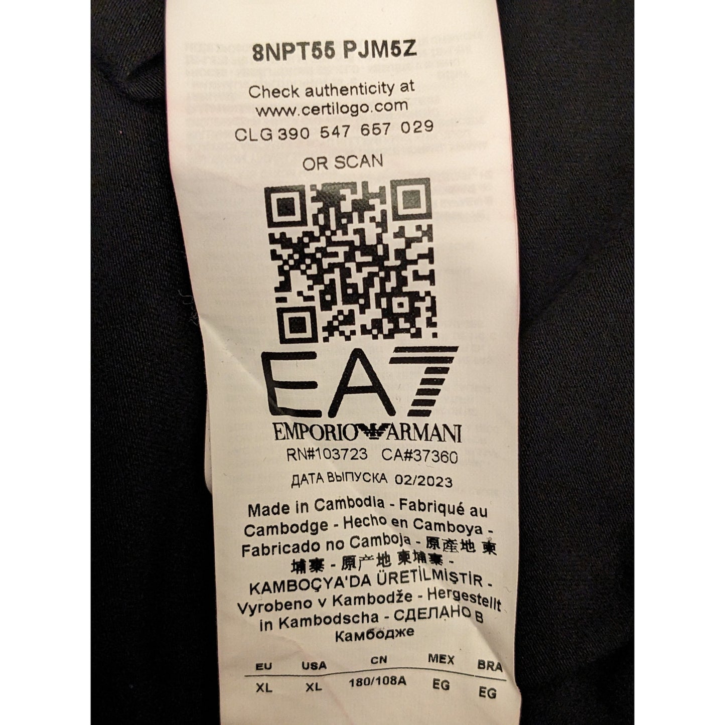 Emporio Armani EA7 Shirt Mens XL Black Long Sleeve Logo Streetwear Athleisure