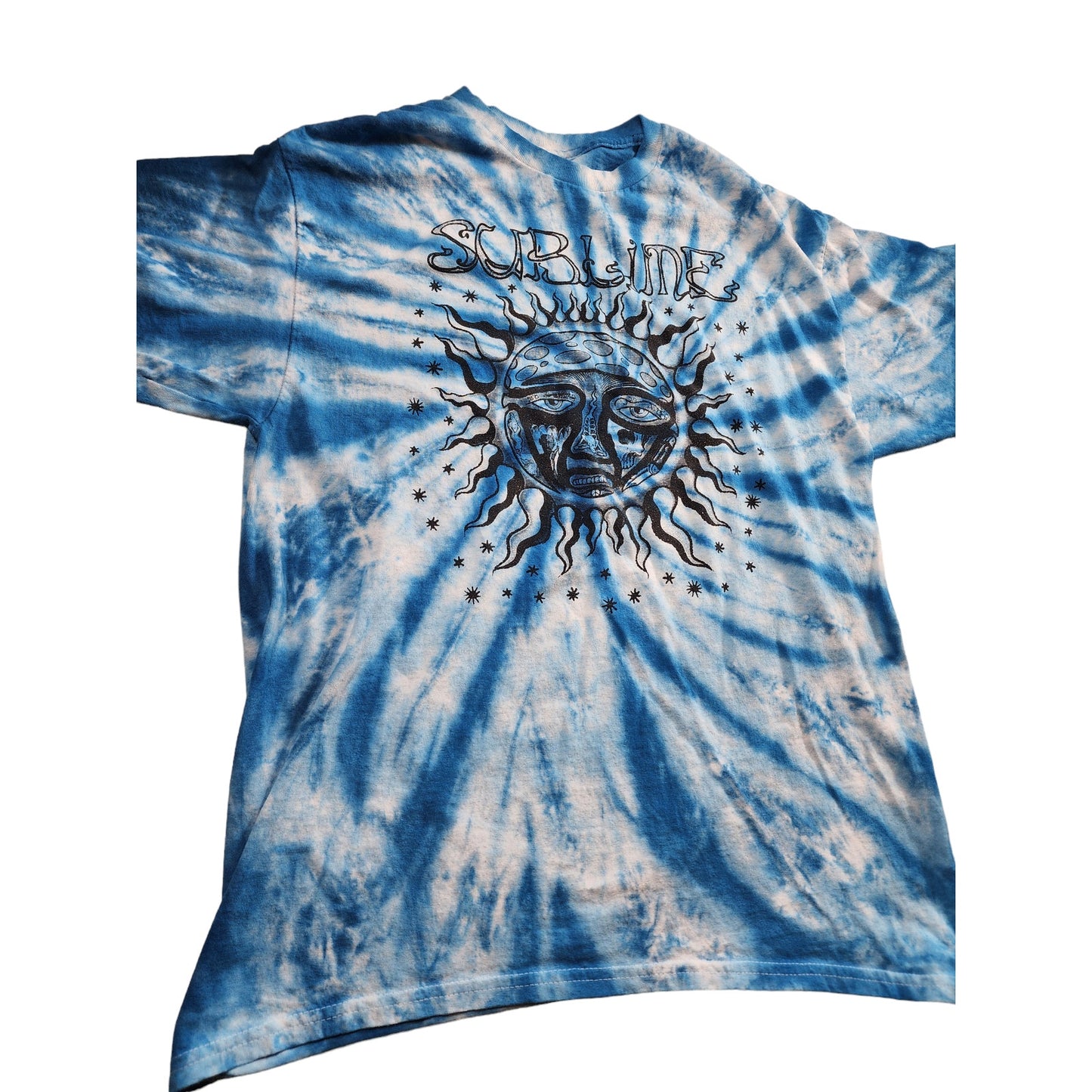 Sublime T Shirt Blue Tie Dye Sun Face Graphic Mens Large Vintage Rock Band Tee