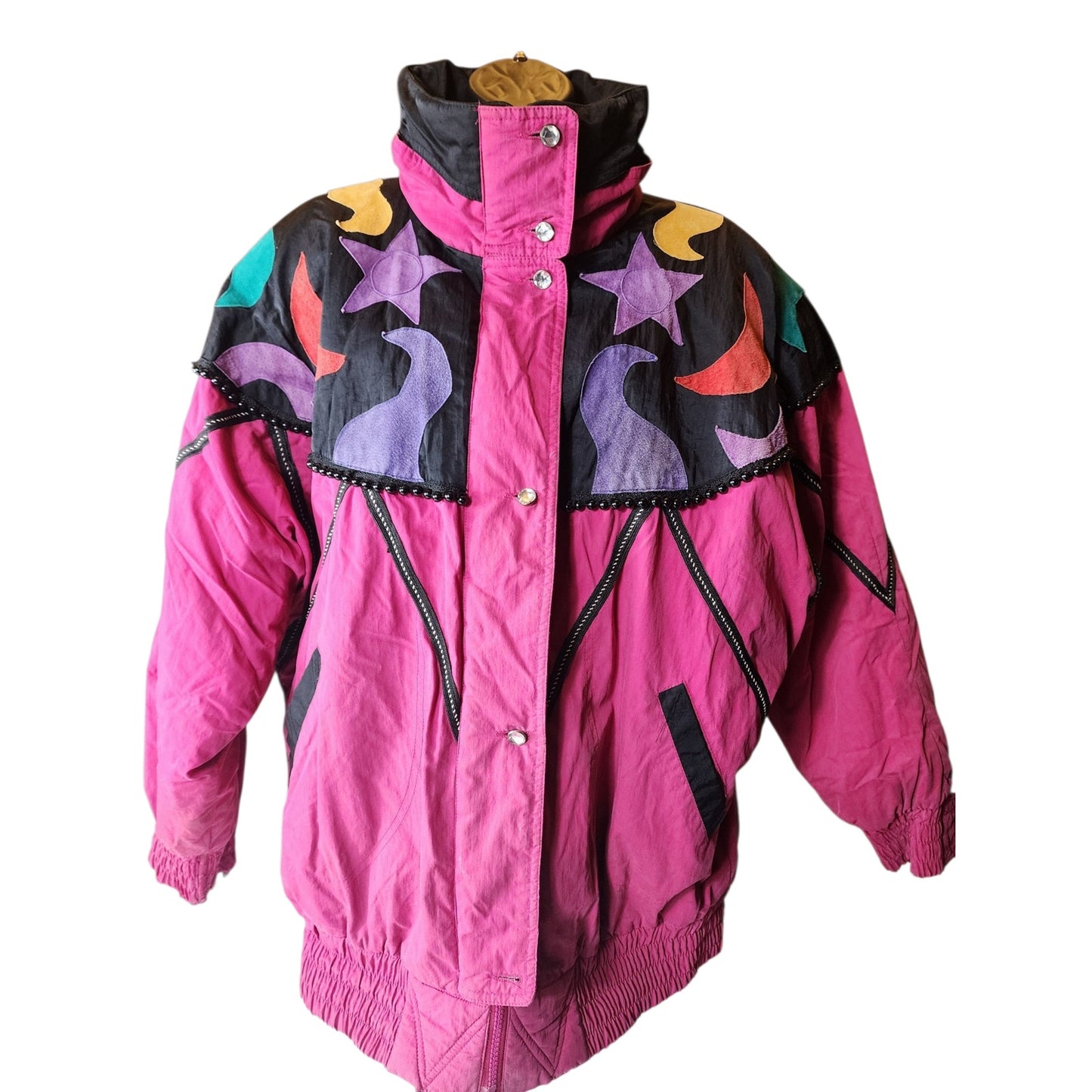 Mulberry Street Ski Jacket Womens Medium Colorblock Fleece Winter 80s 90 Vibes