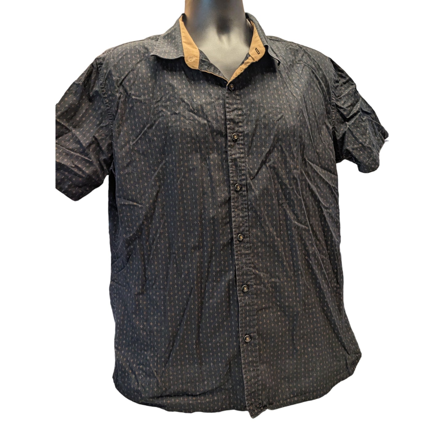 Franky Max Shirt Mens XL Short Sleeve Button Casual Collared Geometric Pattern