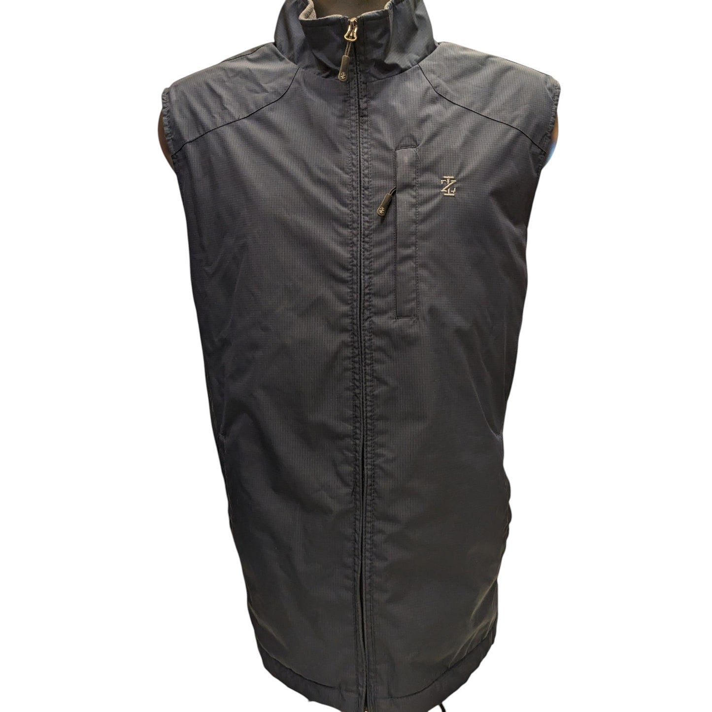 IZOD Fleece Lined Windbreaker Vest Mens Large Midnight Zip Up Golf Layer 606424