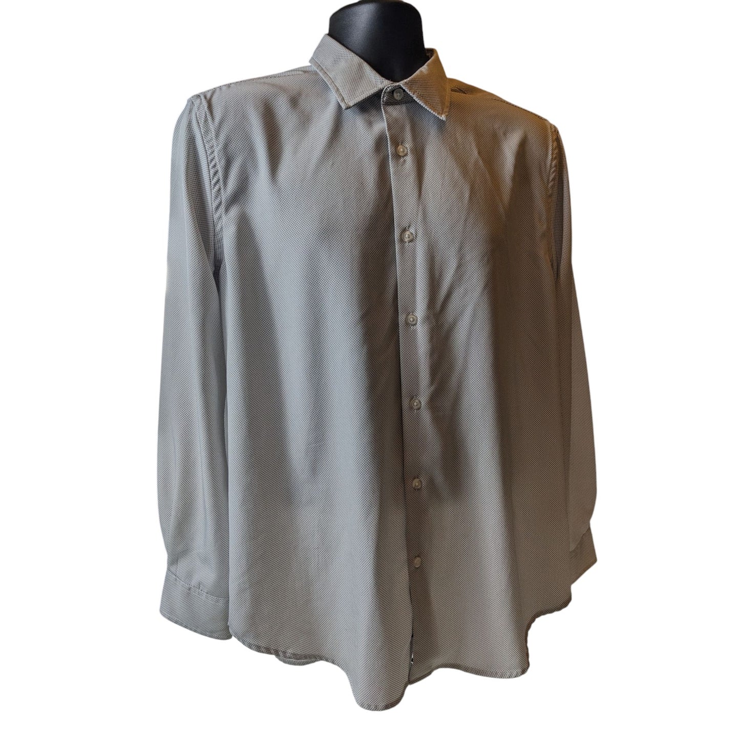 Report Collection Dress Shirt Men Large Slim 16.5 34/35 Stretch X4 Long Sleeve