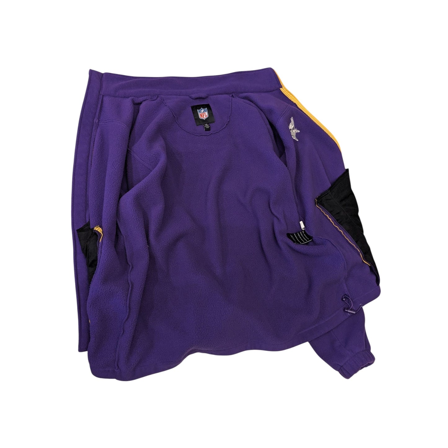 Minnesota Vikings Zip Fleece Jacket Mens Large Purple Embroidered Logo Game Day
