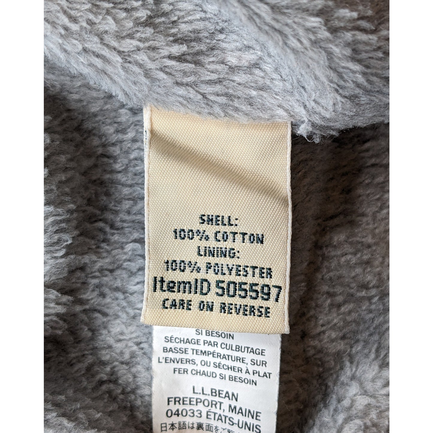 LL Bean Fleece Flannel Shirt Jacket Men Large Lined Plaid Sherpa Lumberjack Work