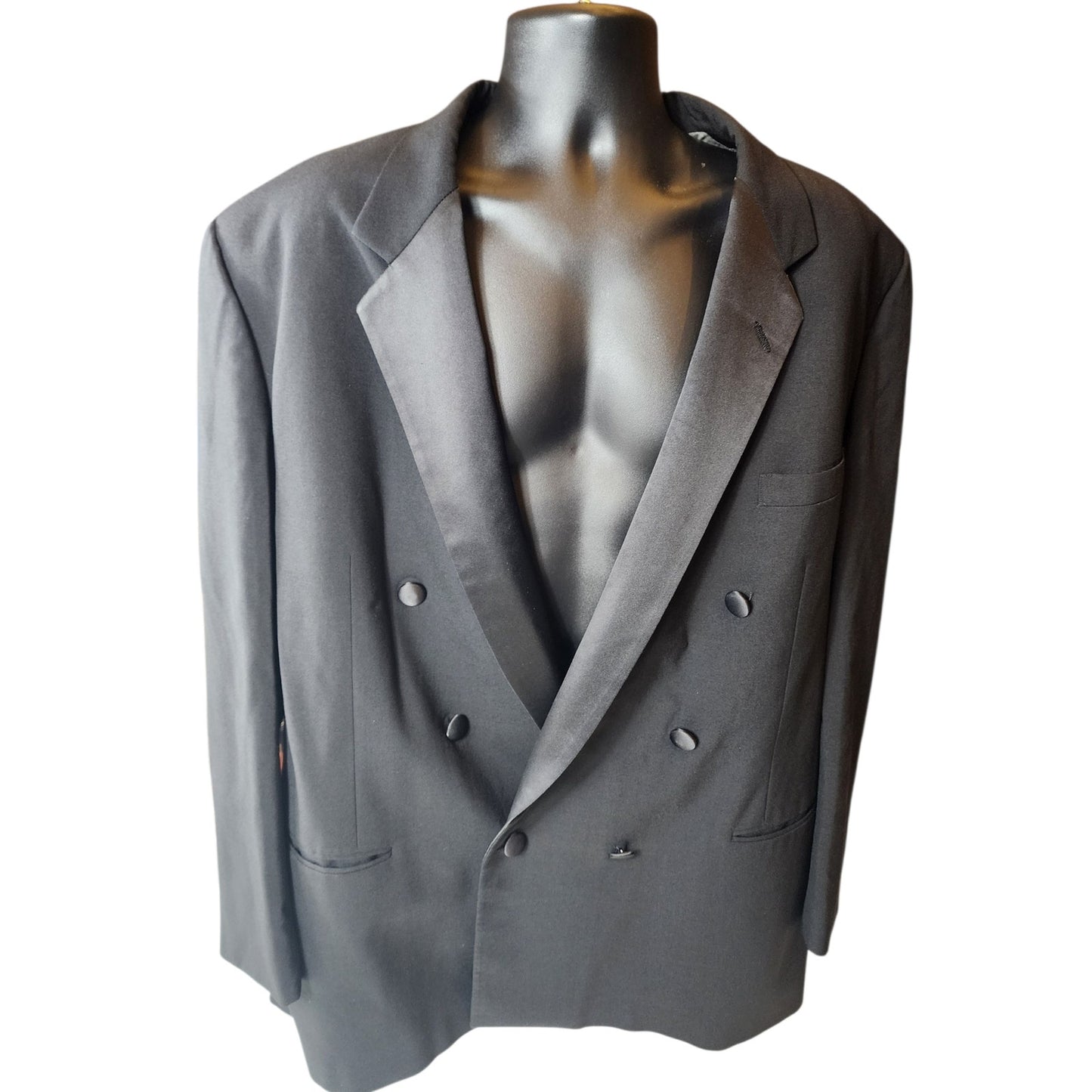 Perry Ellis Double Breasted Suit Jacket 50 Long Tuxedo Style Formal Blazer USA
