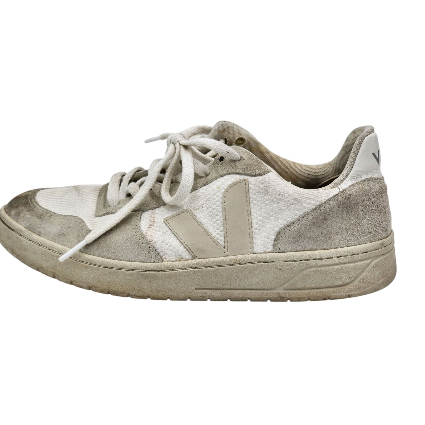 Veja Shoes V-10 Low Top Sustainable Sneakers Womens 10 White Lace Up Brazil