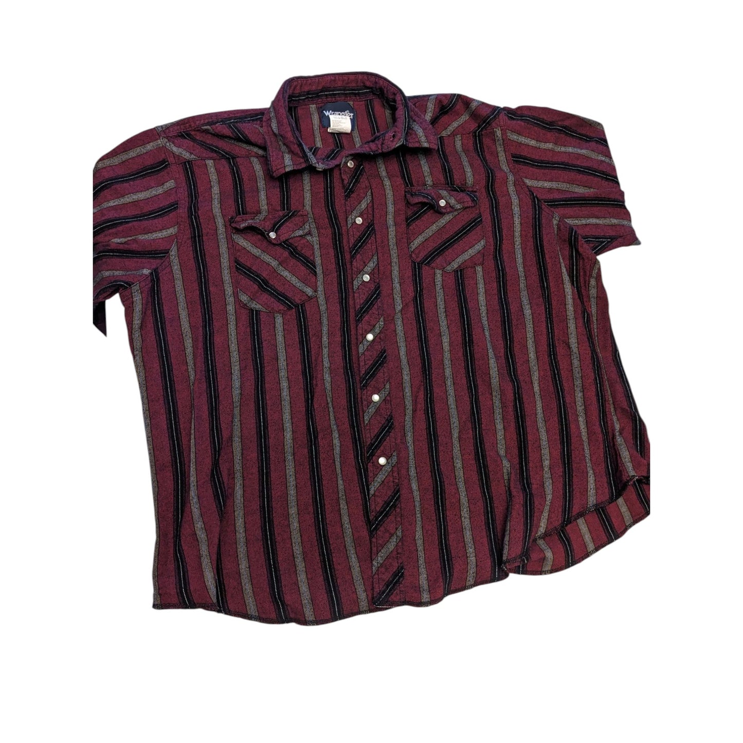 Wrangler Western Pearl Snap Shirt Mens XXL Long Sleeve Burgundy Cowboy Rodeo