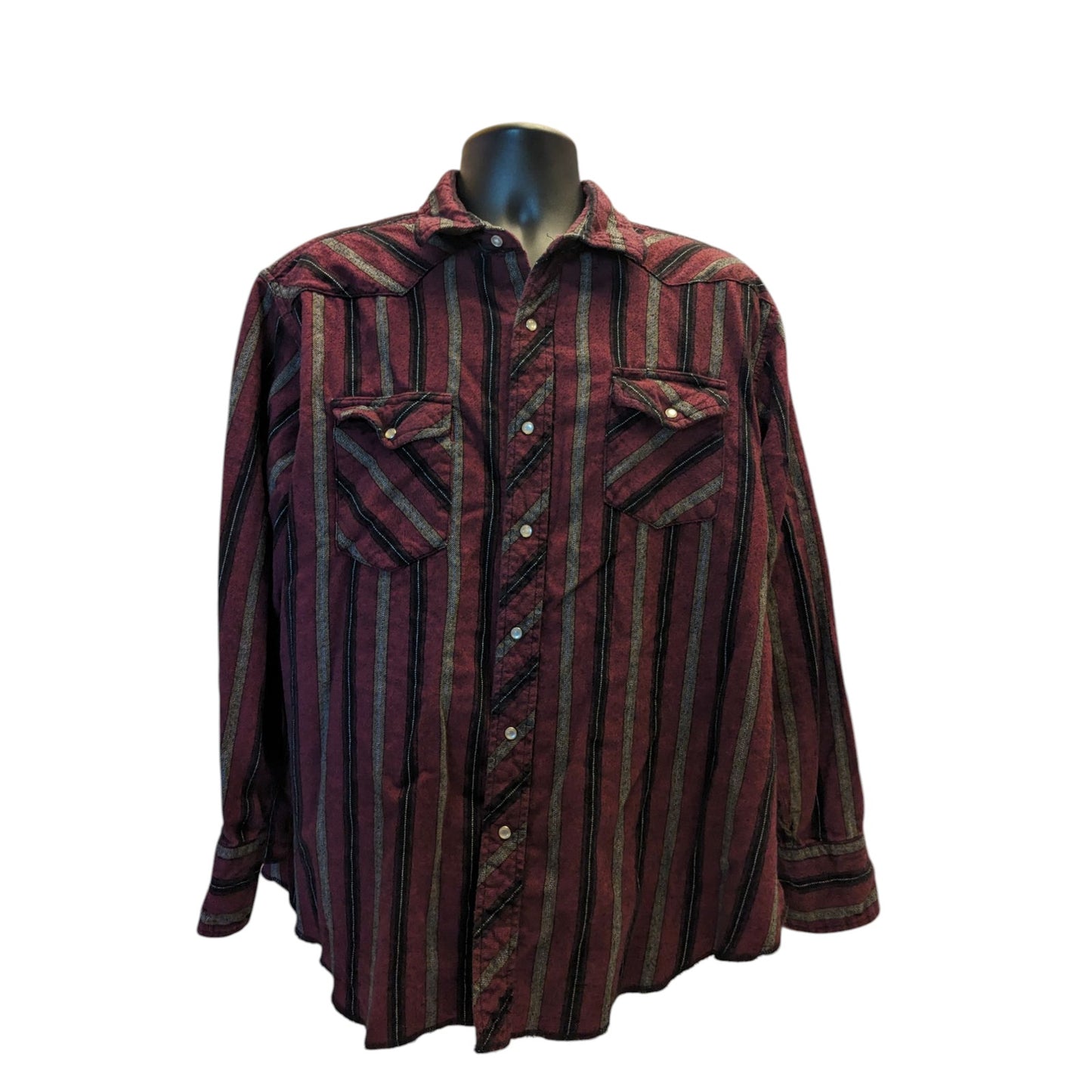 Wrangler Western Pearl Snap Shirt Mens XXL Long Sleeve Burgundy Cowboy Rodeo