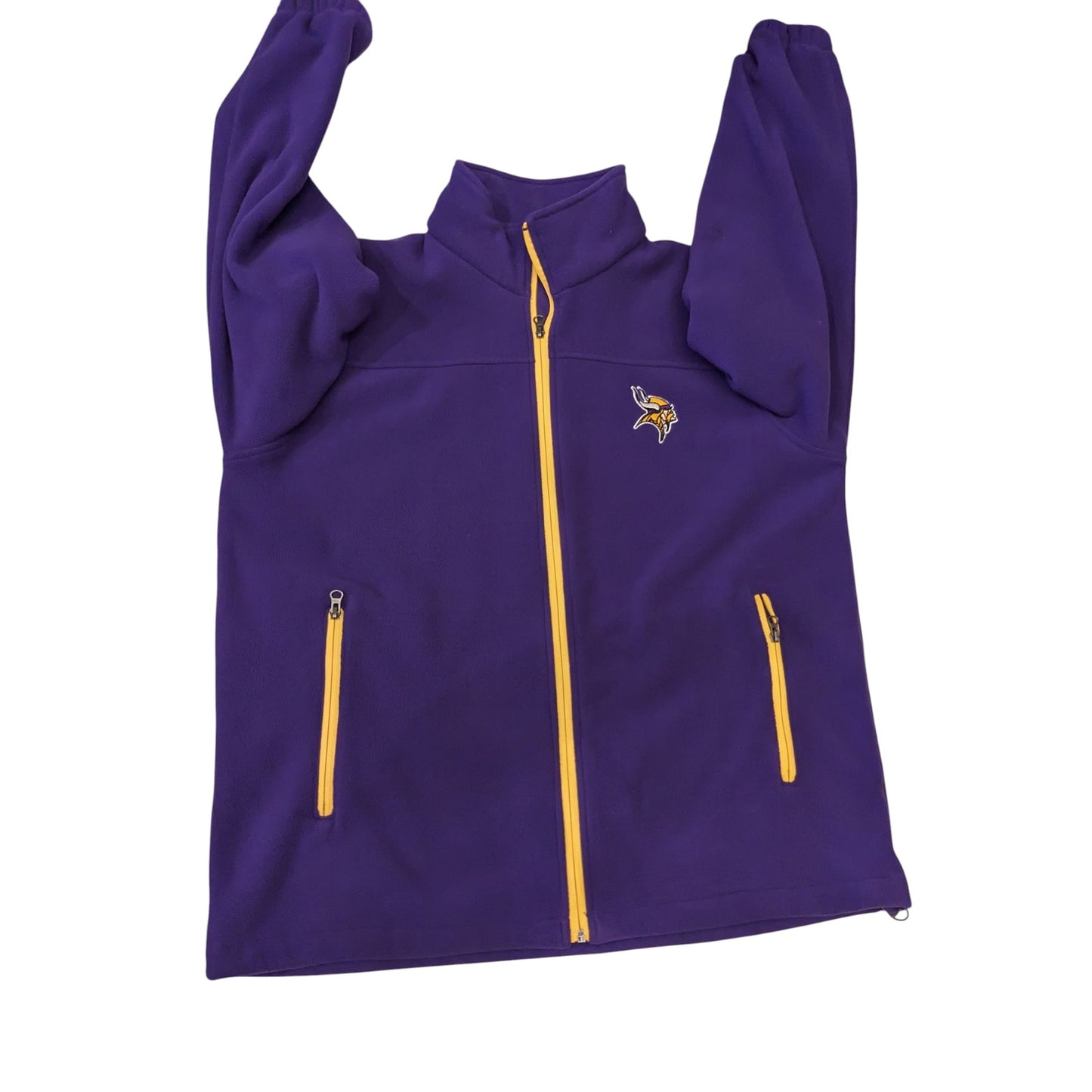 Minnesota Vikings Zip Fleece Jacket Mens Large Purple Embroidered Logo Game Day