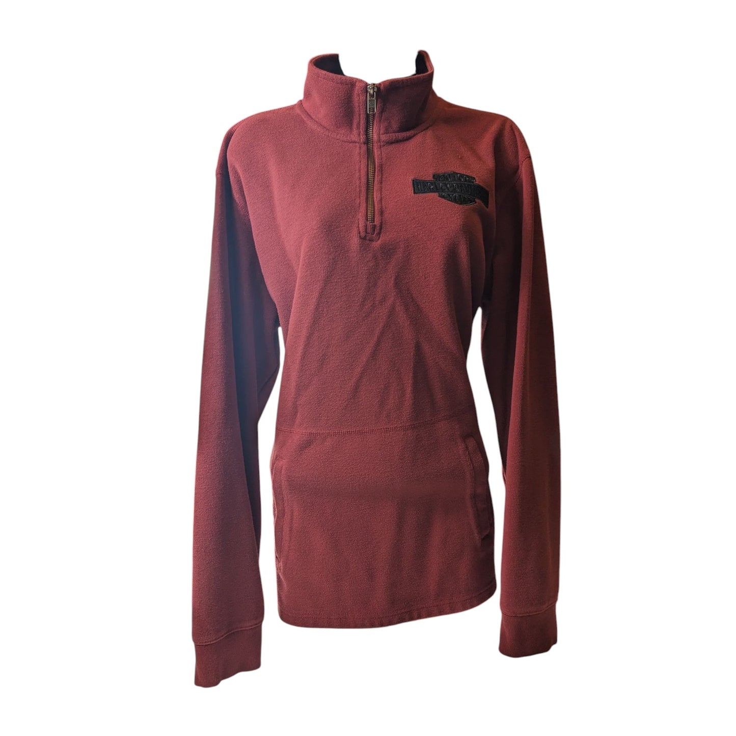 Harley Davidson Sweatshirt Men XL Fitted Women XL Zip Pullover Burgundy Maroon
