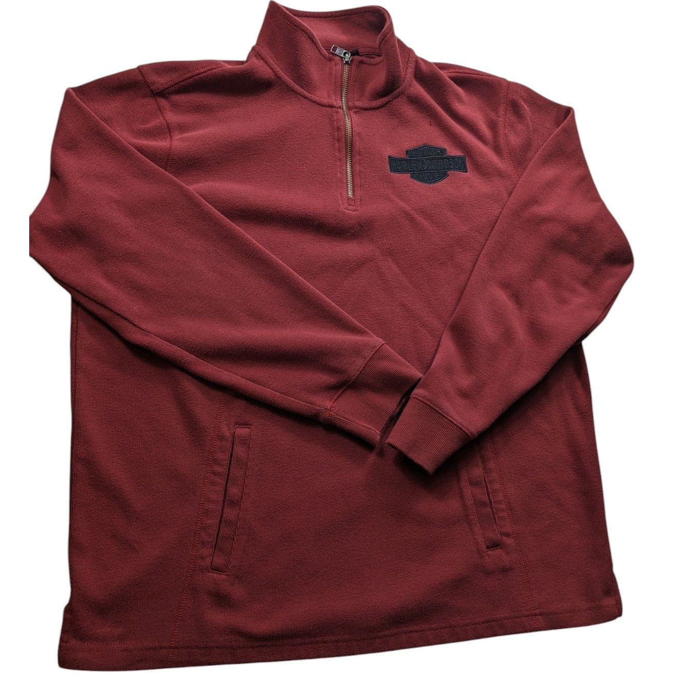 Harley Davidson Sweatshirt Men XL Fitted Women XL Zip Pullover Burgundy Maroon