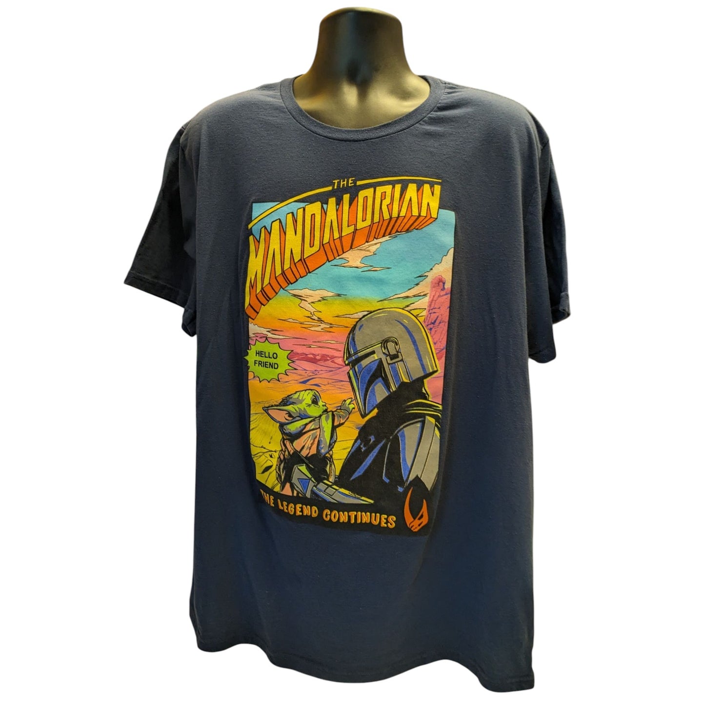Disney Star Wars Mandalorian Men 2XL Short Sleeve Graphic Shirt Baby Yoda Grogu