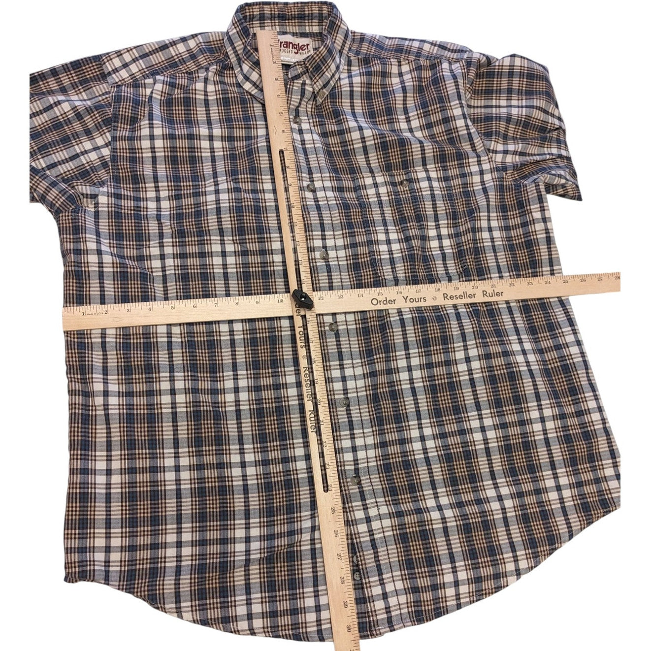 Wrangler Rugged Wear Button Up Shirt Mens XL Plaid Long Sleeve Cotton Workwear