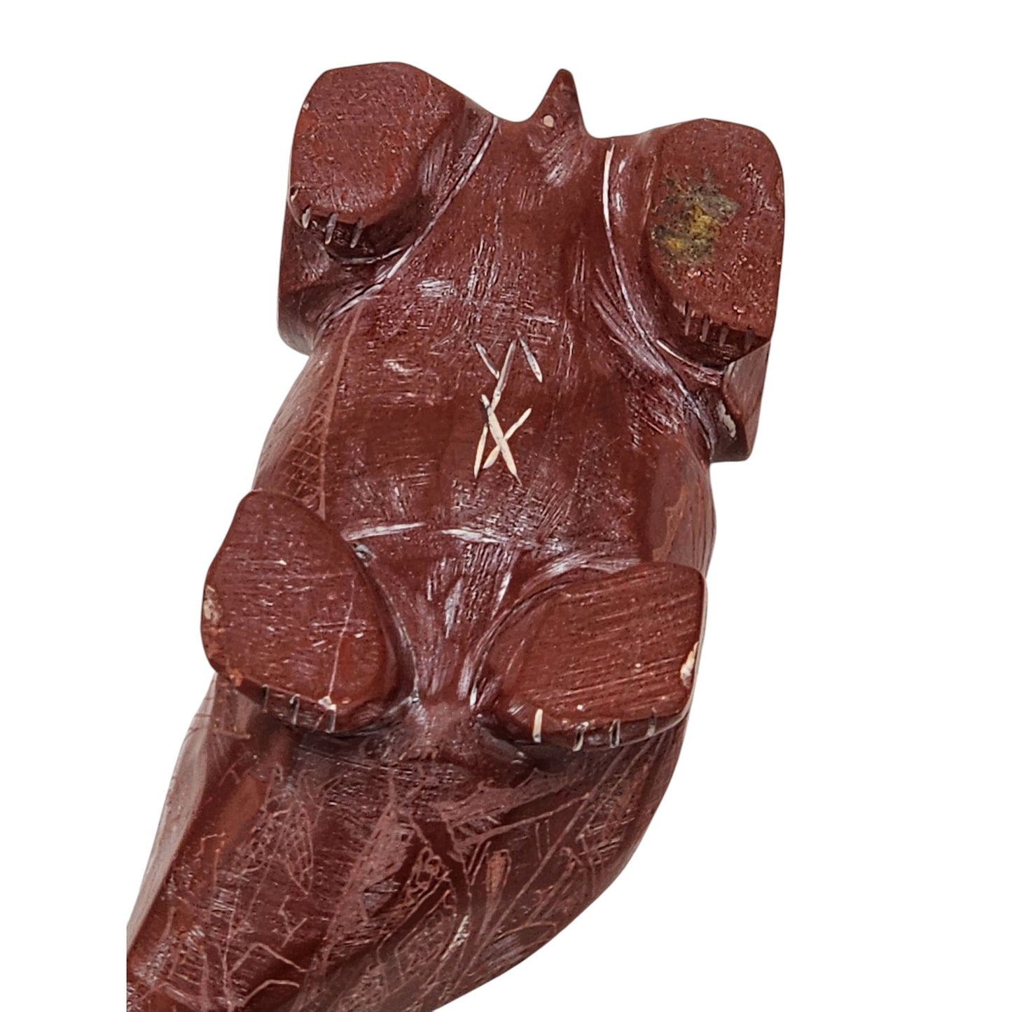 Native American Zuni Bear Fetish Derrick Kaamasee Pipestone Carving Turquoise 4"