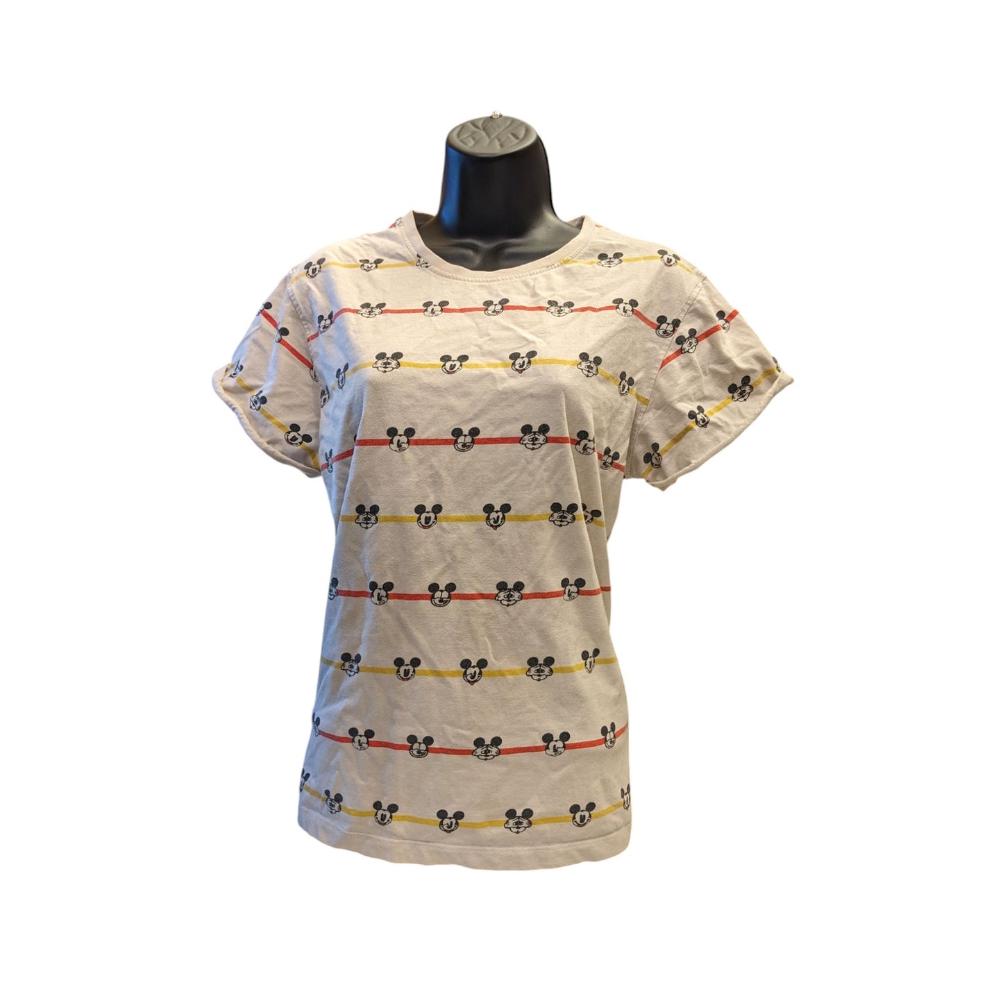 Bewakoof Mickey Mouse Faces Graphic T Shirt Women Small Disney Tee Cartoon Print