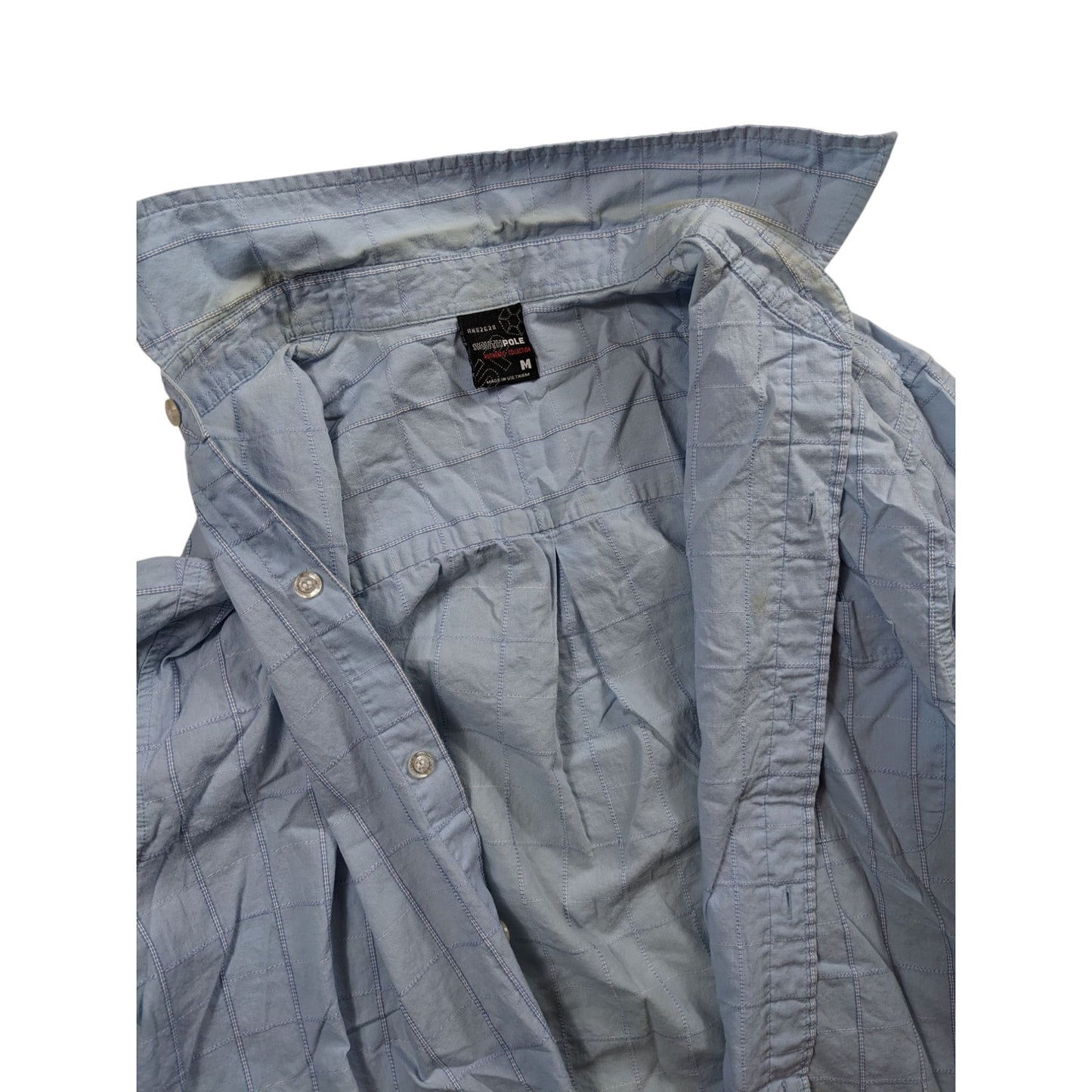 Southpole Shirt Mens Medium Short Sleeve Button Up Checkered Grid Pattern Plaid