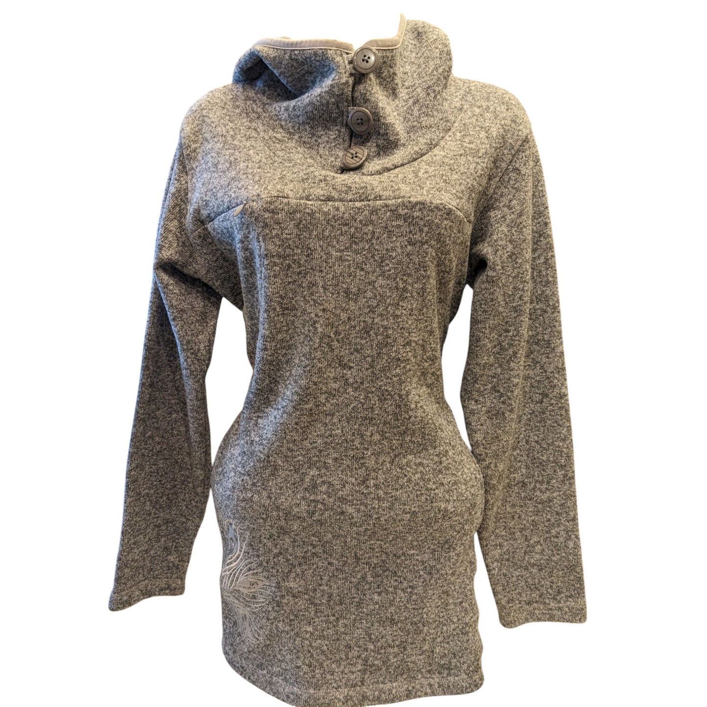Cabelas Hoodie Tunic Sweater Womens Medium Funnel Neck Pullover Embroidered Cozy