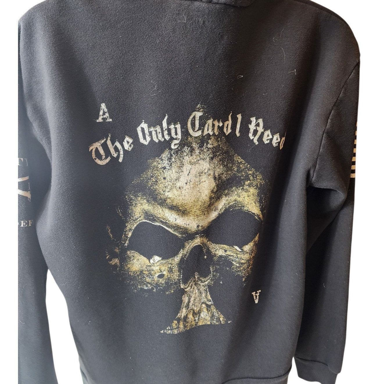Grunt Style Hoodie Mens XXL Zip Skull Ace Patriotic USA Military Veteran Flag