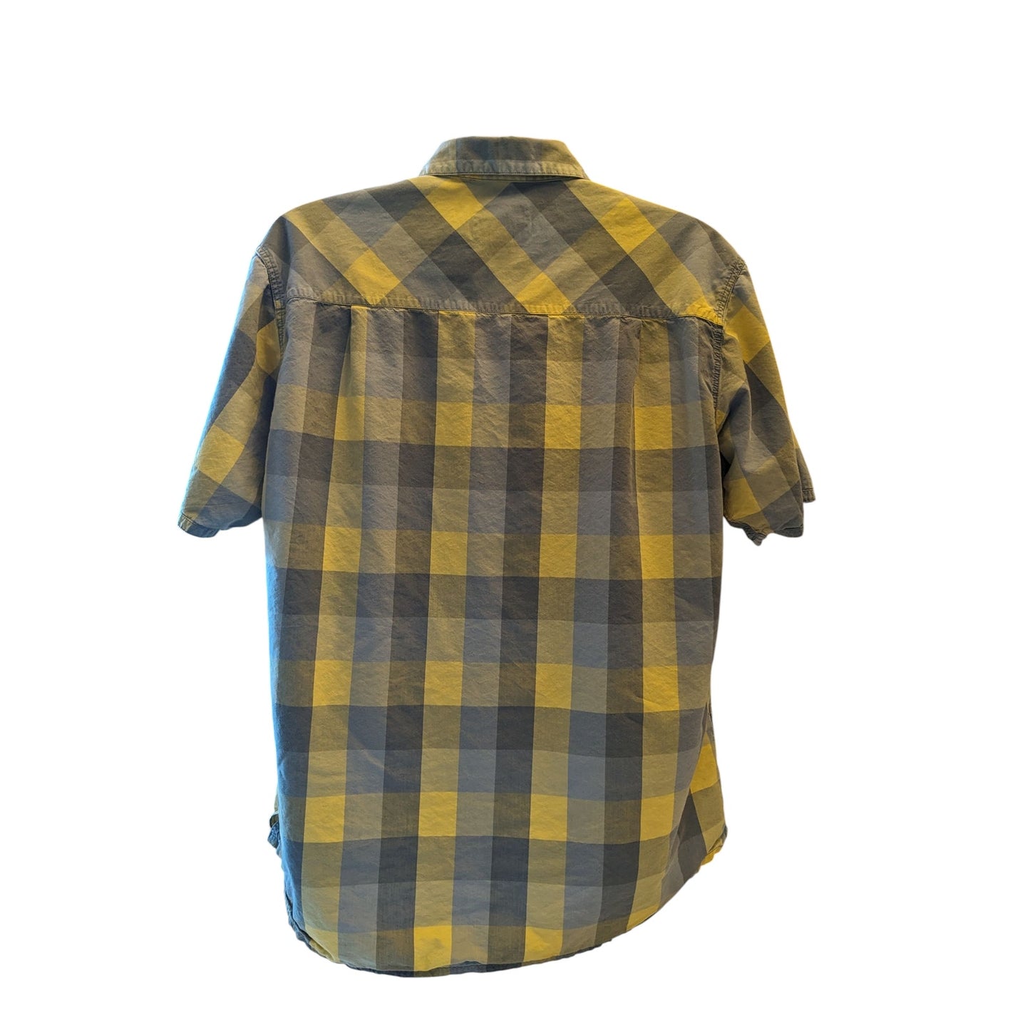 Simms Plaid Fishing Shirt Mens XL Yellow Short Sleeve Casual Outdoor Lightweight
