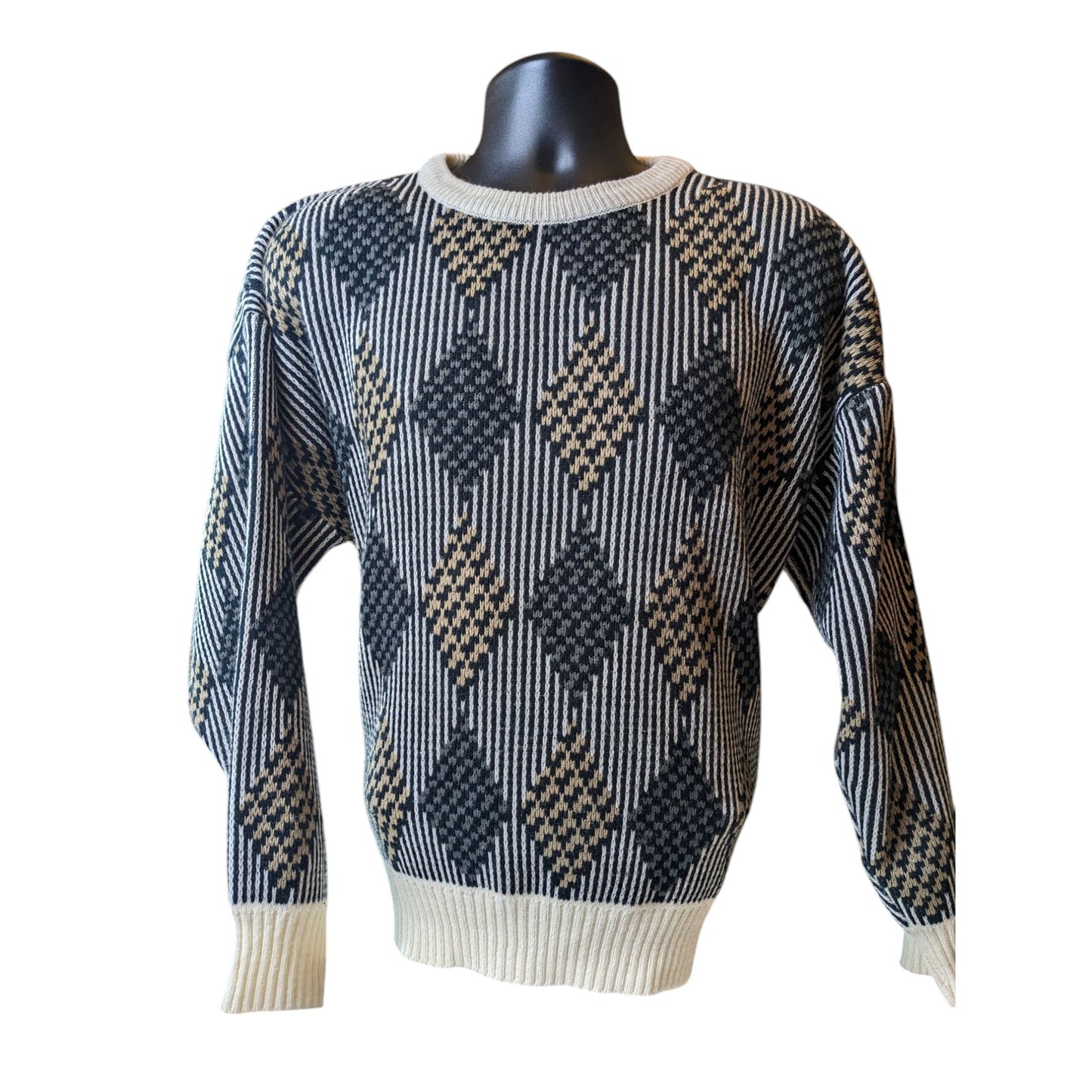 Vintage S.Wm Casuals Sweater Mens XL Geometric Knit Pullover Acrylic Retro