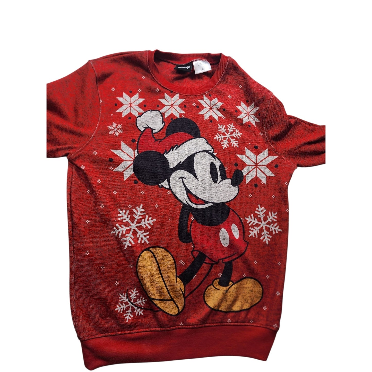 Disney Mickey Christmas Sweater Men Small Womens Medium Santa Hat Snowflake Ugly