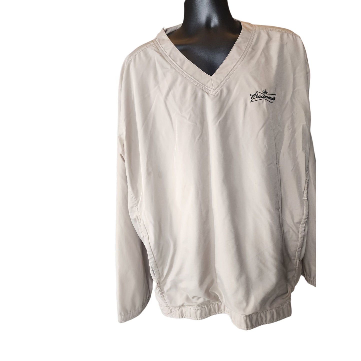 Vansport Budweiser Pullover Windbreaker Mens 2XL Logo V-Neck Lightweight Jacket