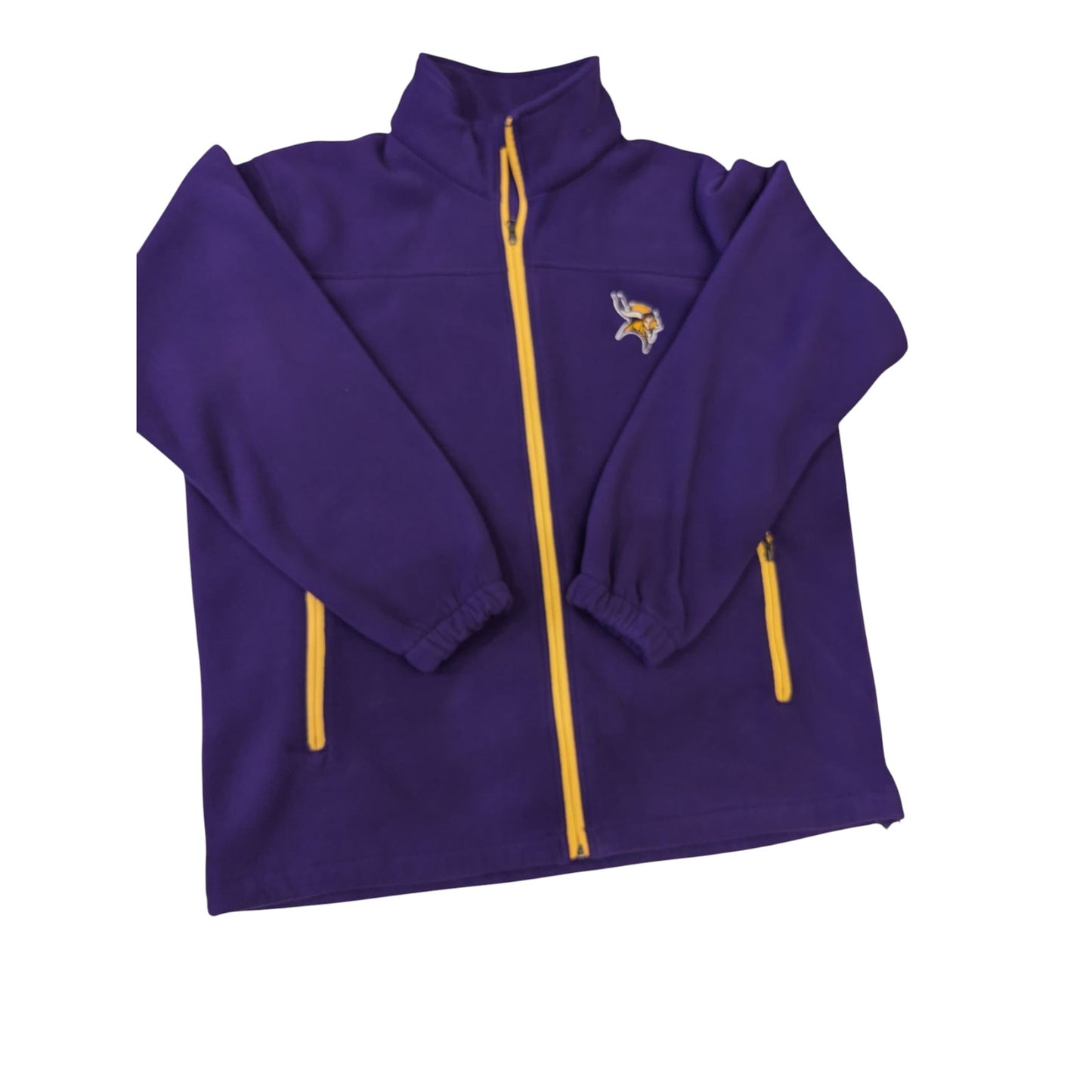 Minnesota Vikings Zip Fleece Jacket Mens Large Purple Embroidered Logo Game Day