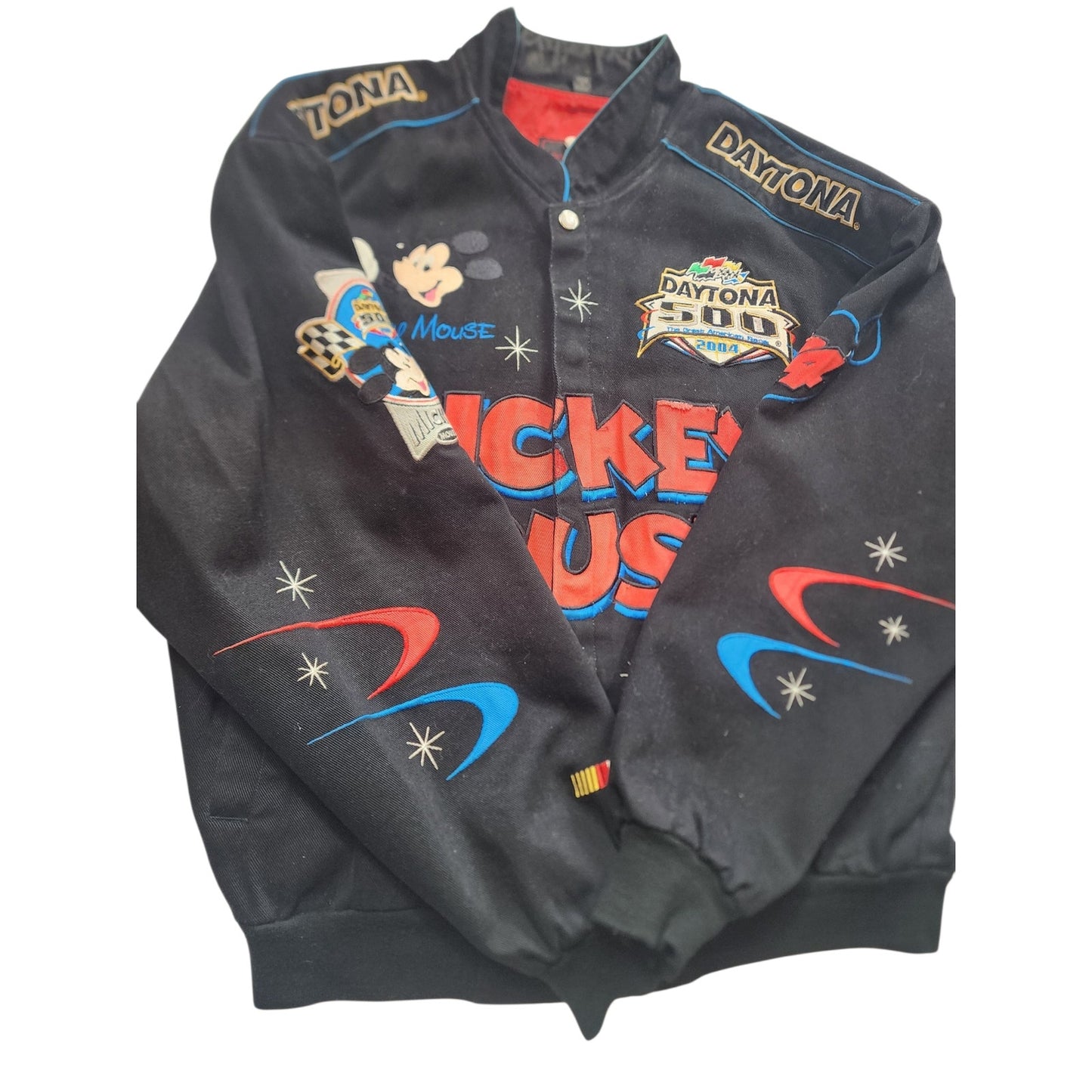 Disney Jeff Hamilton Jacket Mens Large Mickey Daytona NASCAR Embroidered Bomber