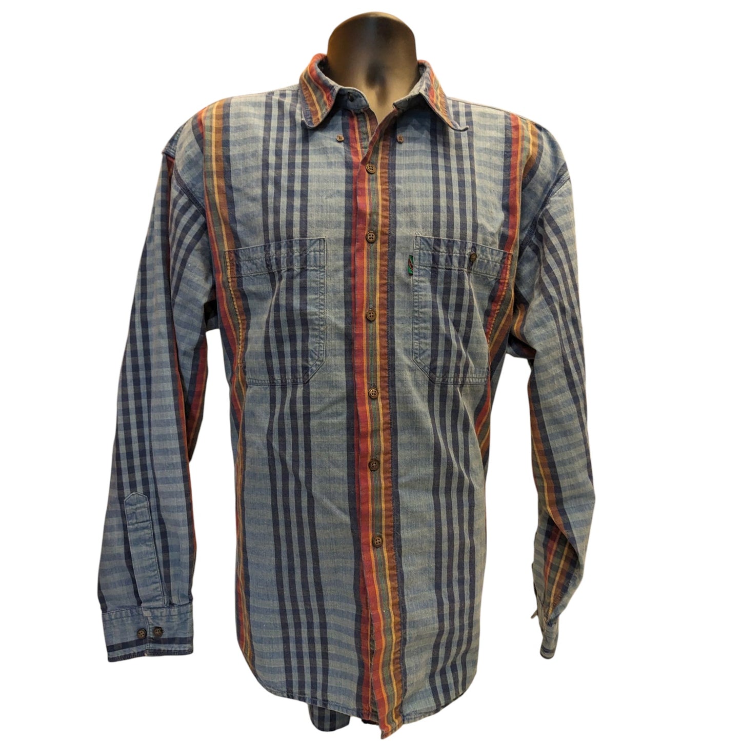 Colours by Alexander Julian Shirt Mens XL Plaid Cotton Long Sleeve Vintage Style