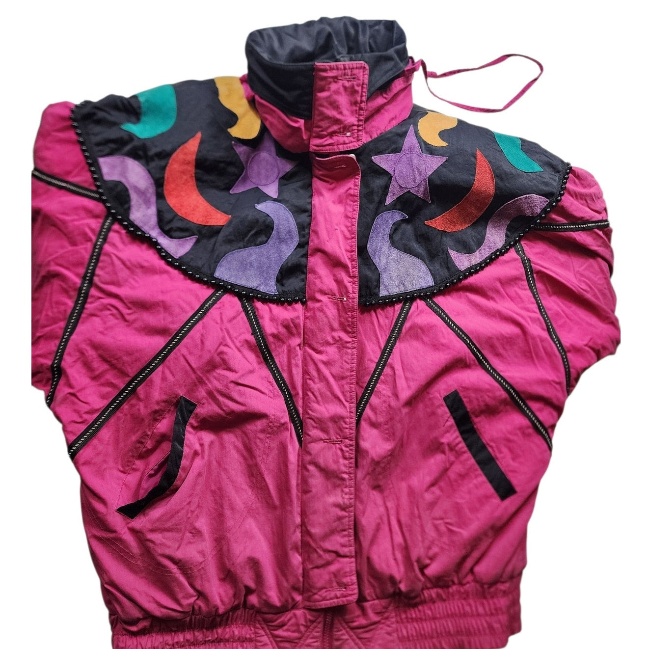 Mulberry Street Ski Jacket Womens Medium Colorblock Fleece Winter 80s 90 Vibes