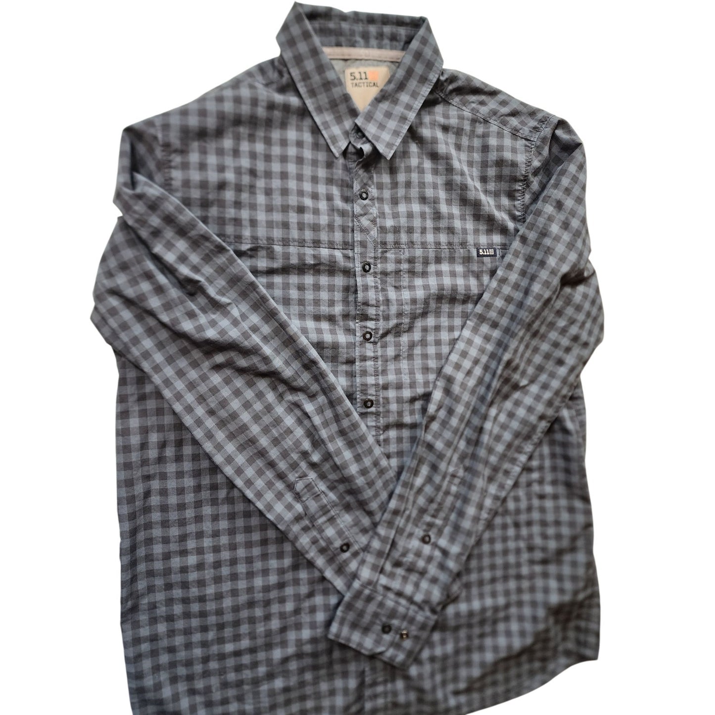 5.11 Tactical Mens Small Gray Plaid Long Sleeve Shirt Outdoor Hiking Casual