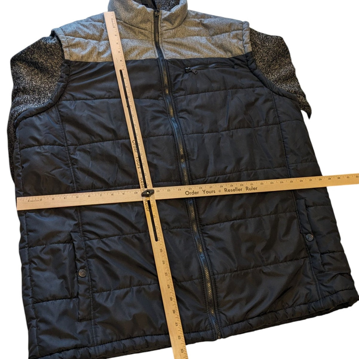 PX Clothing Jacket Mens 3XLT Hooded Puffer Full Zip Gray Black Colorblock Hoodie
