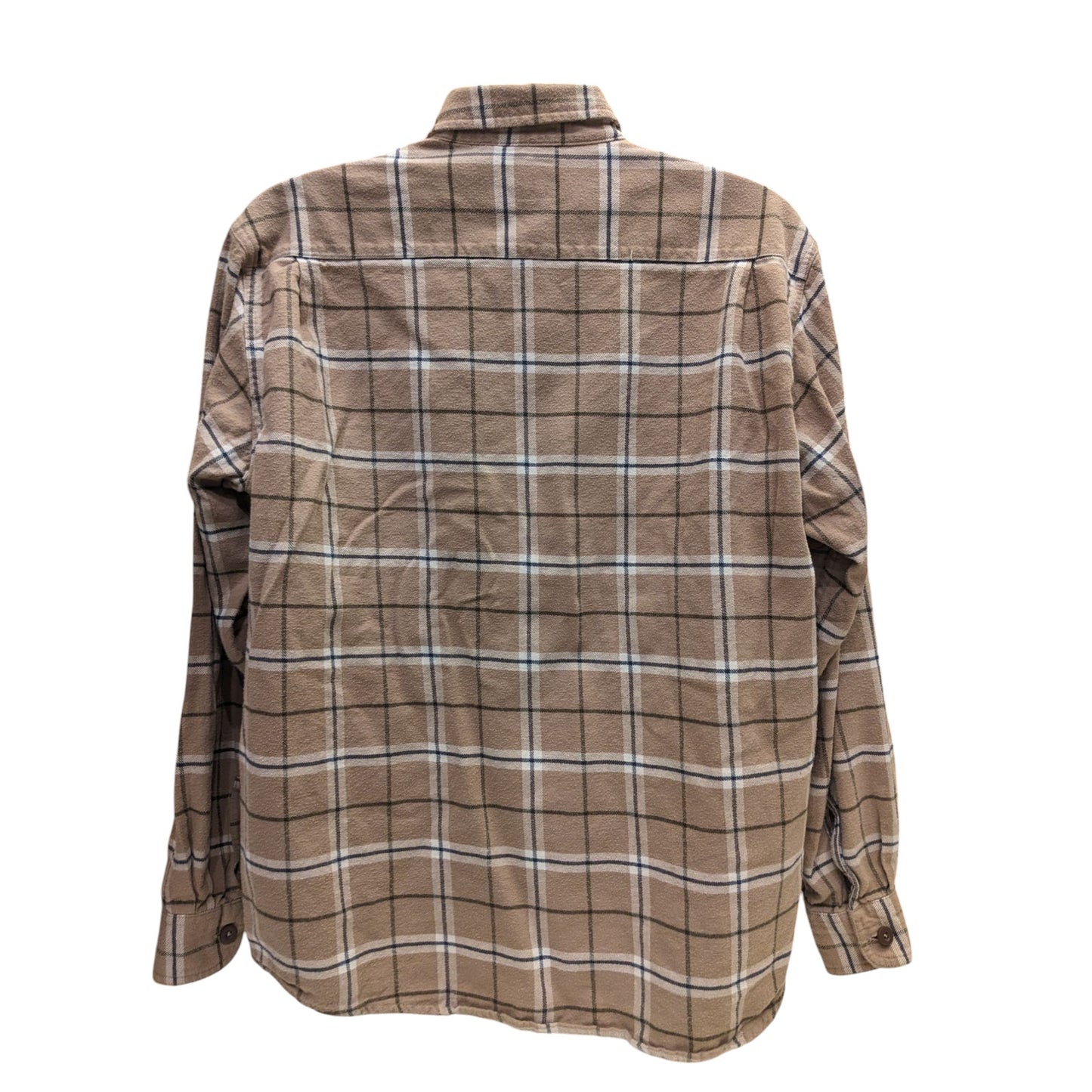 Wrangler Mens XL Brown Flannel Shirt Long Sleeve Button Down Plaid Workwear