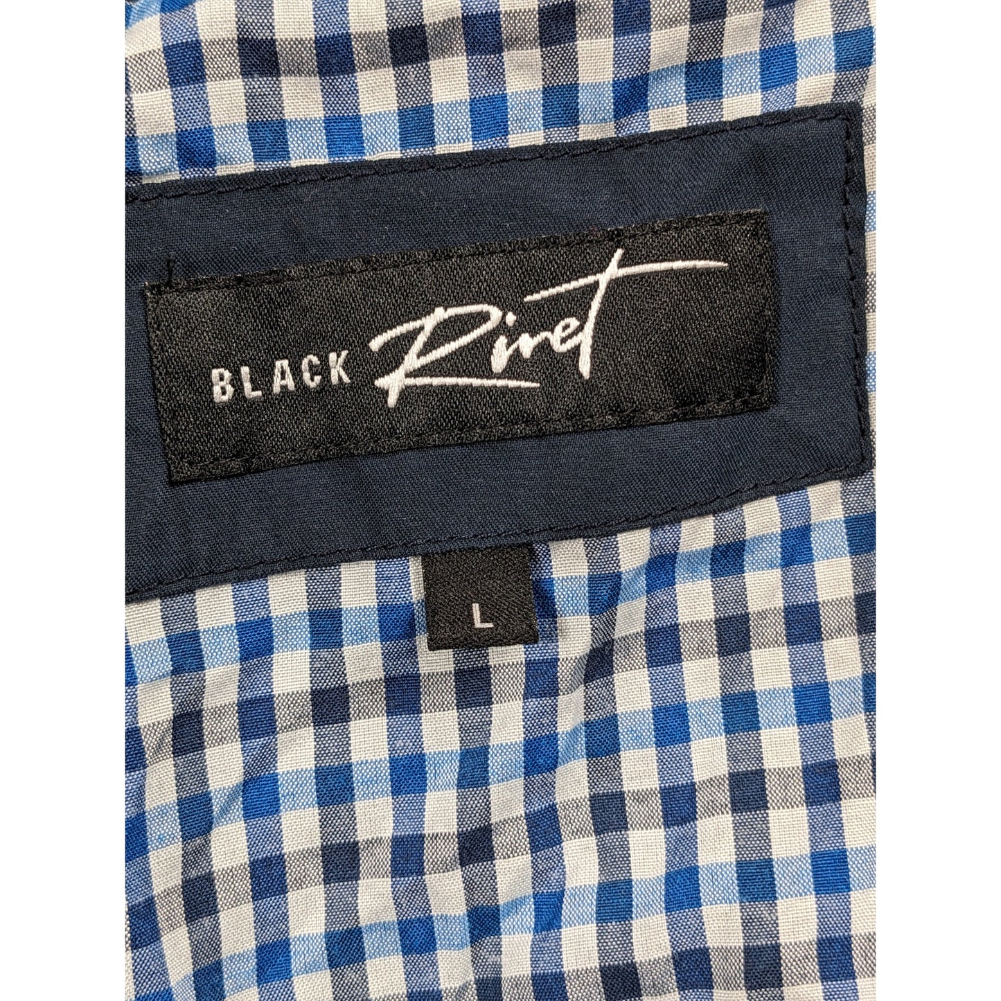 Black Rivet Jacket Men Large Lightweight Windbreaker Gingham Check Streetwear