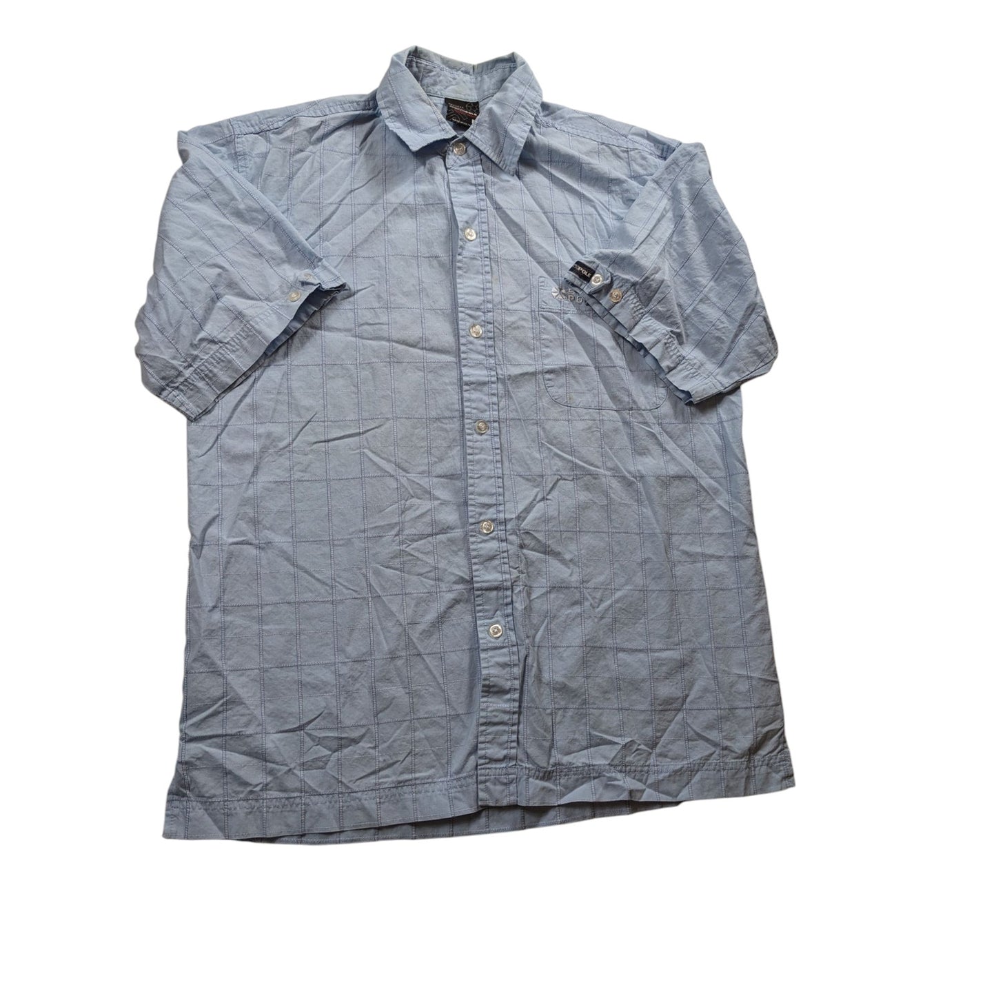 Southpole Shirt Mens Medium Short Sleeve Button Up Checkered Grid Pattern Plaid