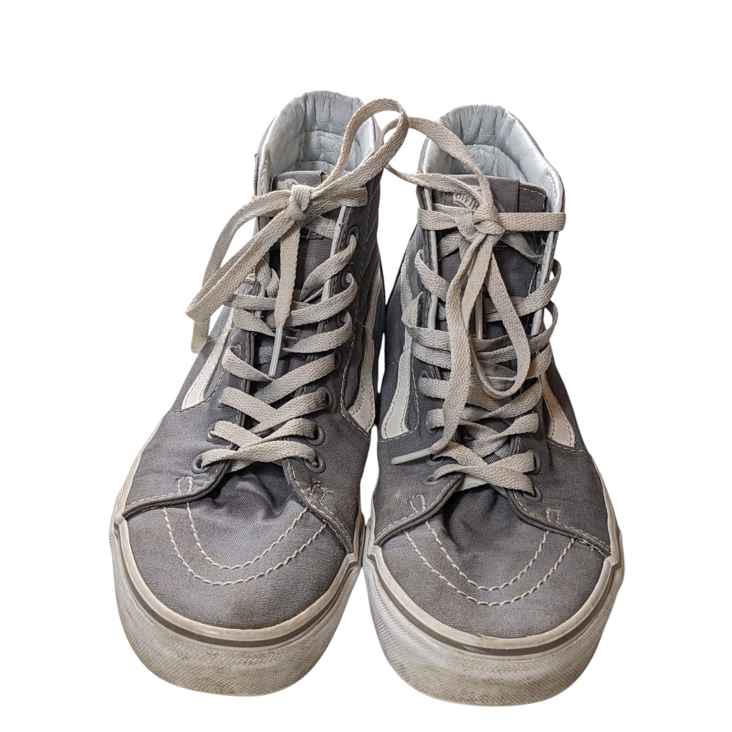 Vans Sk8 Hi Shoes Mens 8 Womens 9.5 Gray Canvas High Top Skate Sneakers Lace Up