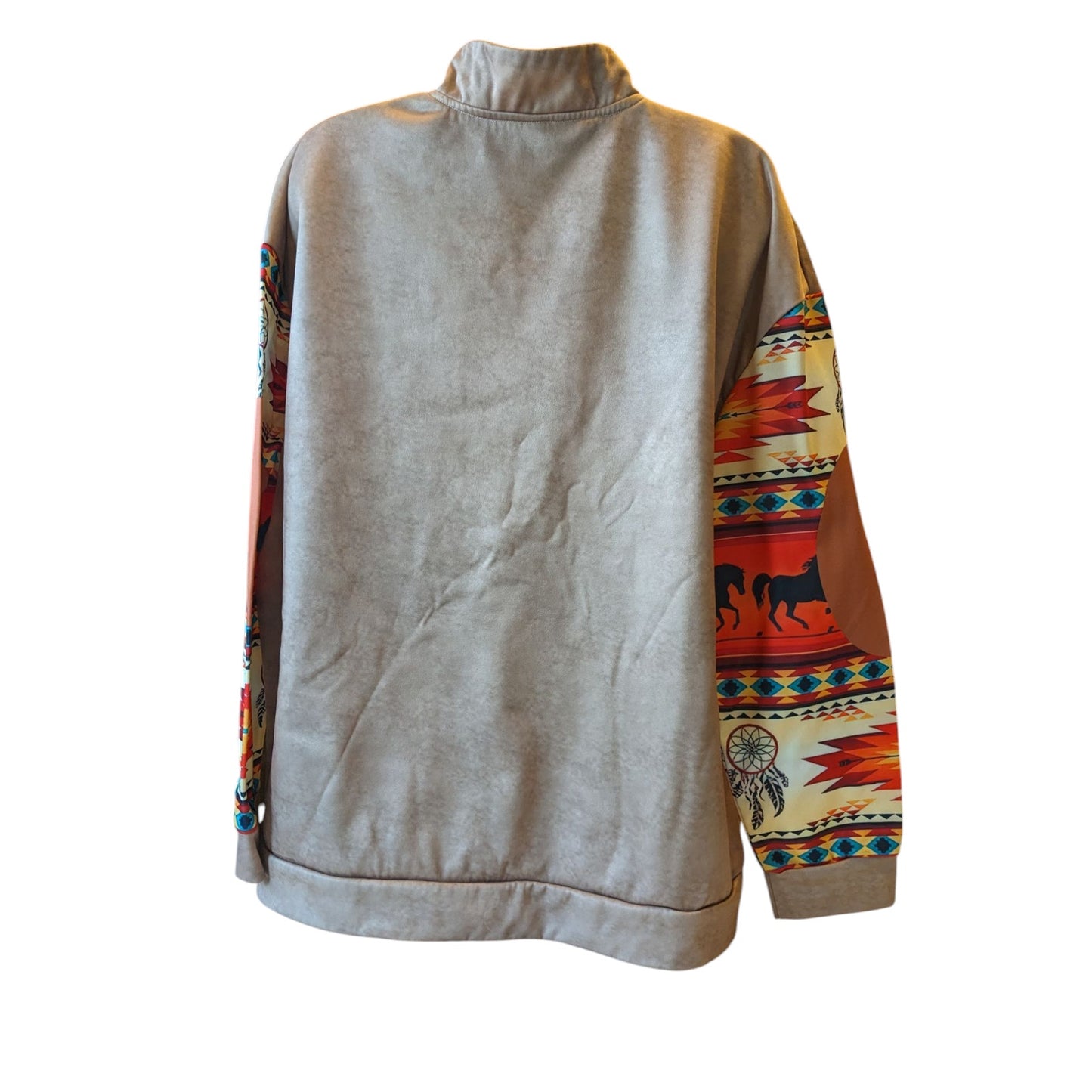 Western Pullover Shirt Sweatshirt Men 3XL Long Sleeve Aztec Skull Southwest Boho