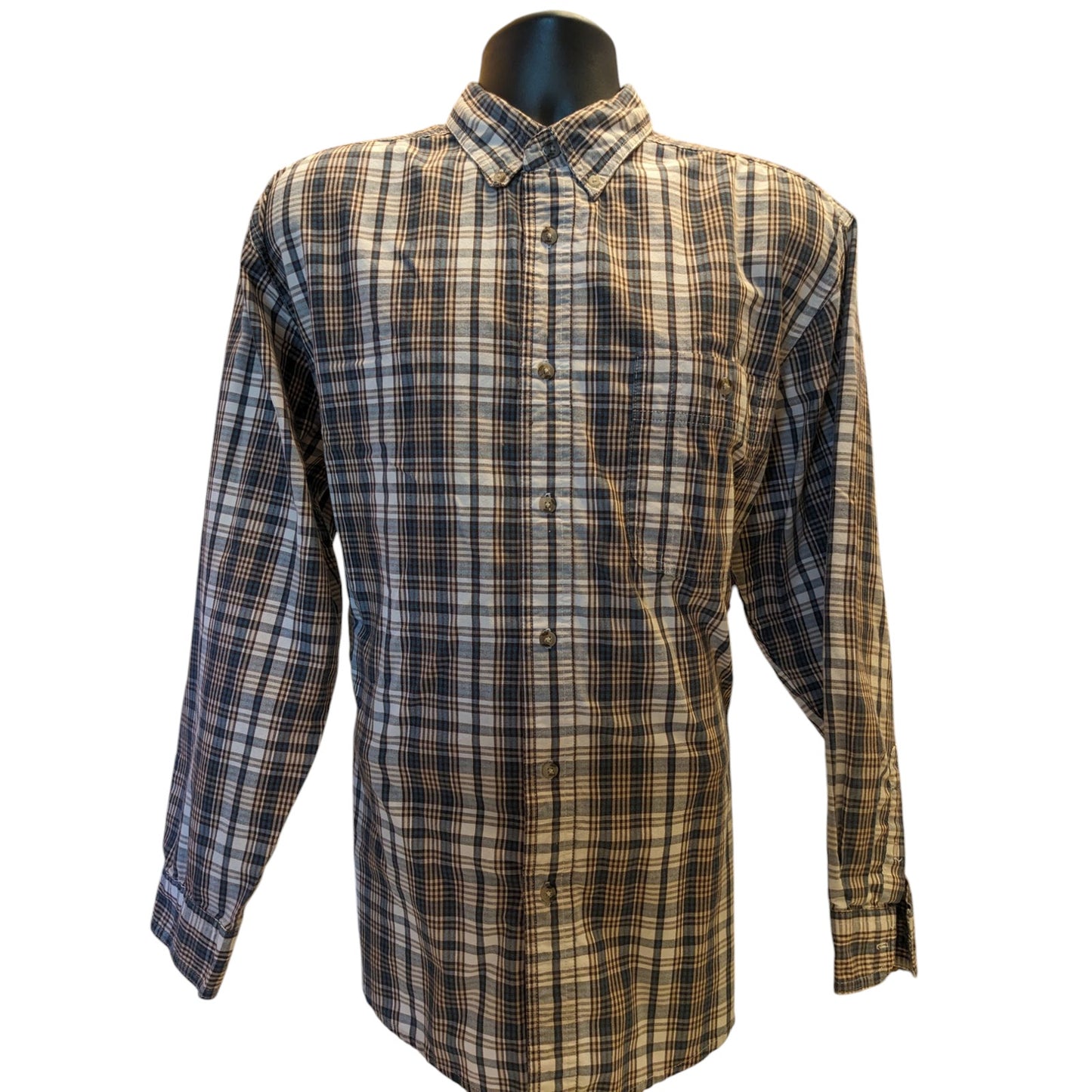 Wrangler Rugged Wear Button Up Shirt Mens XL Plaid Long Sleeve Cotton Workwear