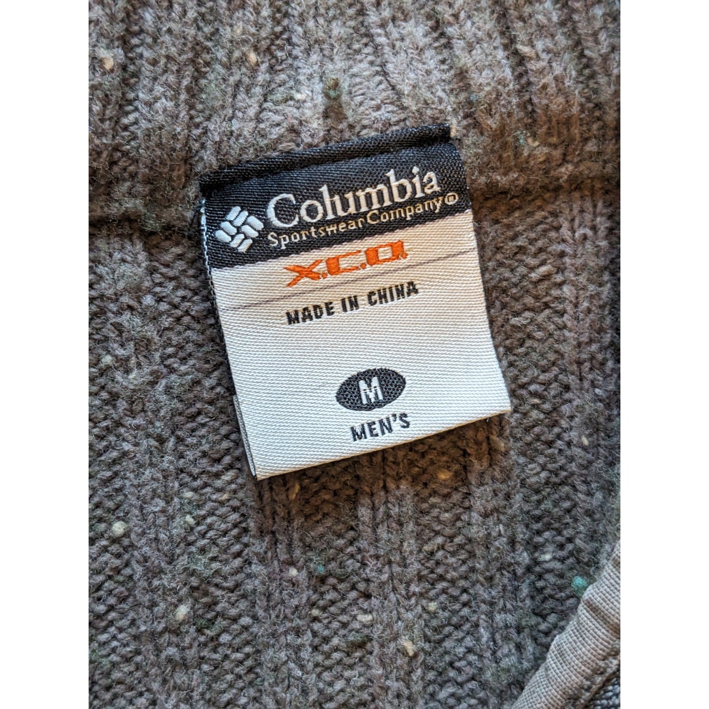Columbia Sweater Mens Medium XCO Quarter Snap Gray Wool Blend Pullover Mock Neck