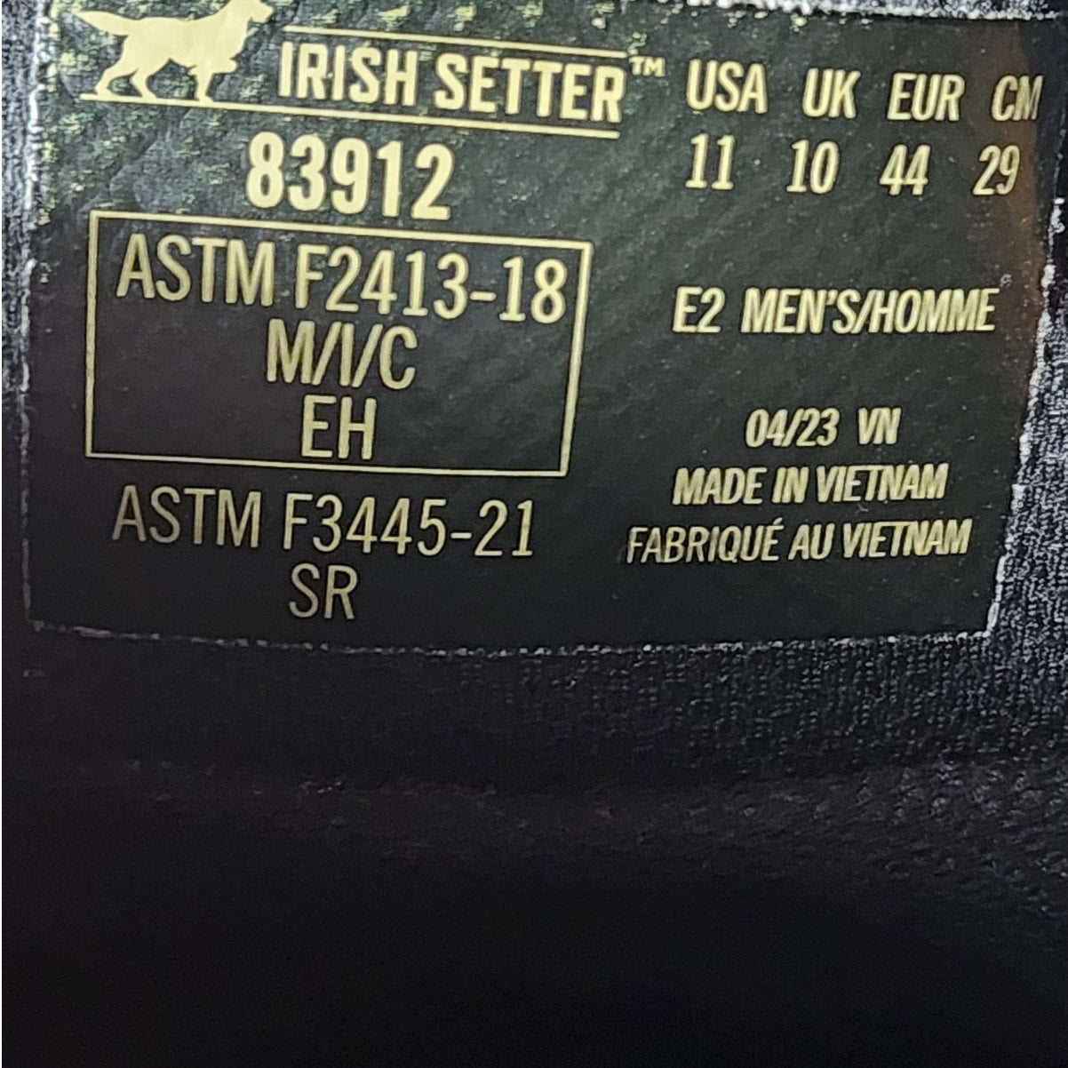Irish Setter Boots Men 11 UltraDry Work Leather ASTM F2413 Cowboy Marshall 83912