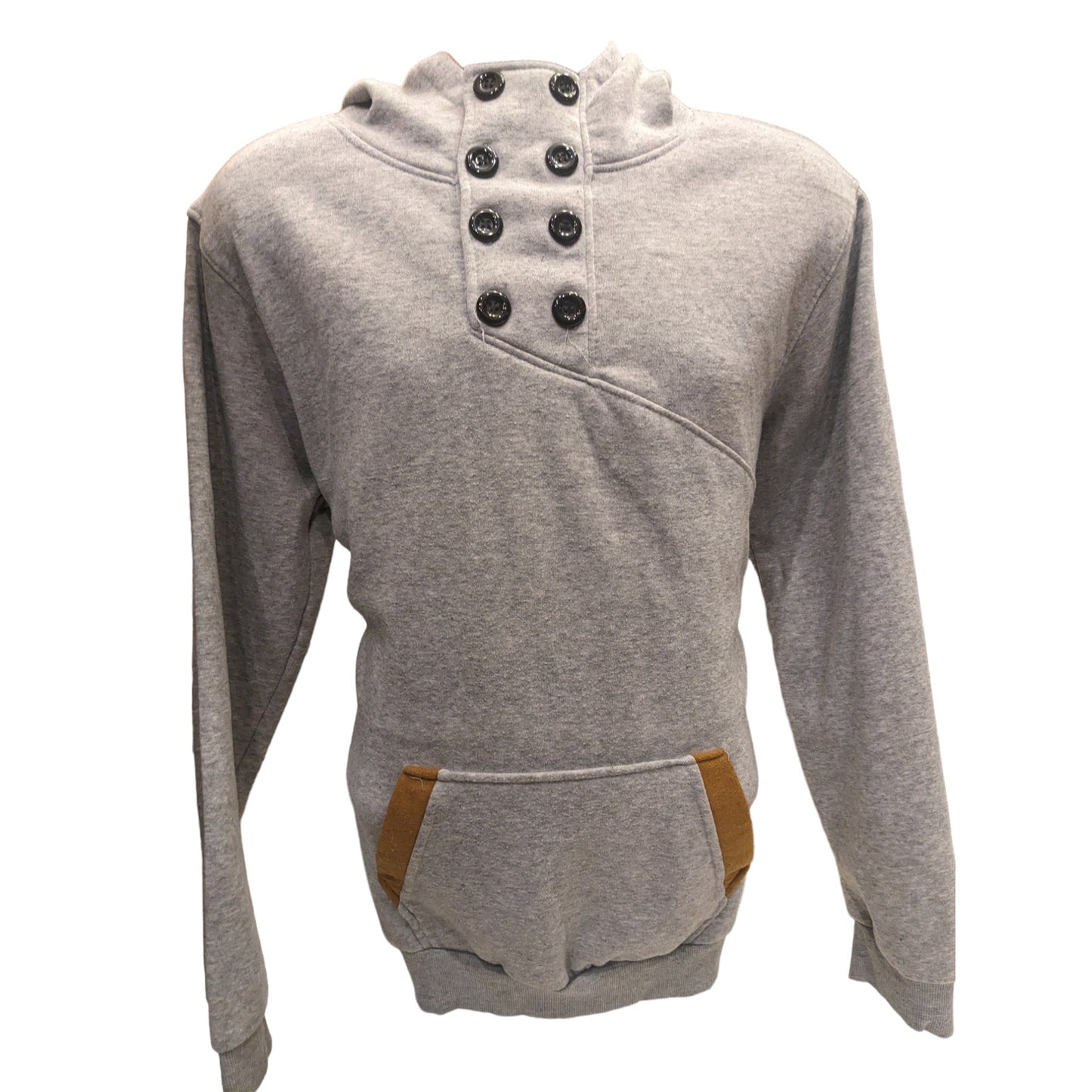 SPOP Hoodie Sweatshirt Womens XXL Pullover Buttons Gray Brown Athleisure Urban