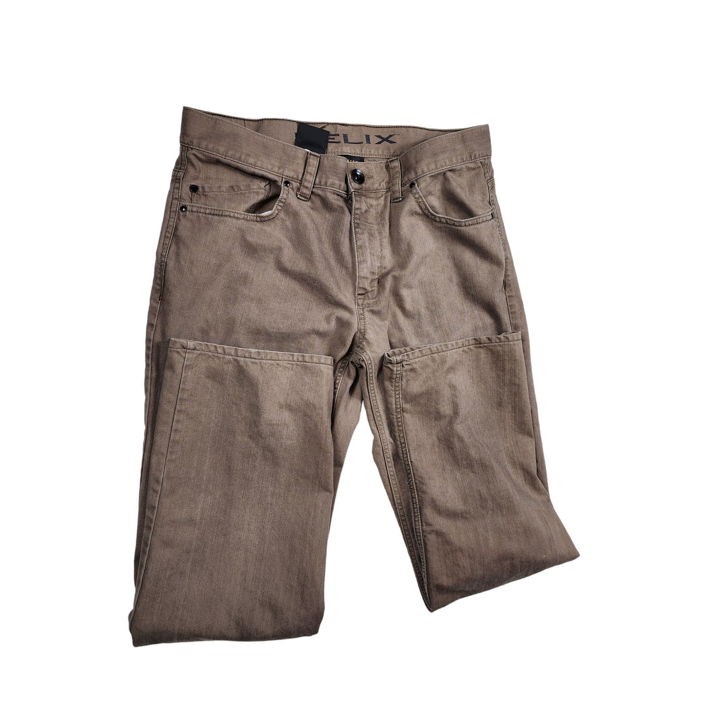 Helix Jeans Mens 32x30 Relaxed Straight N56 Casual Outdoors Belt Loops Brown