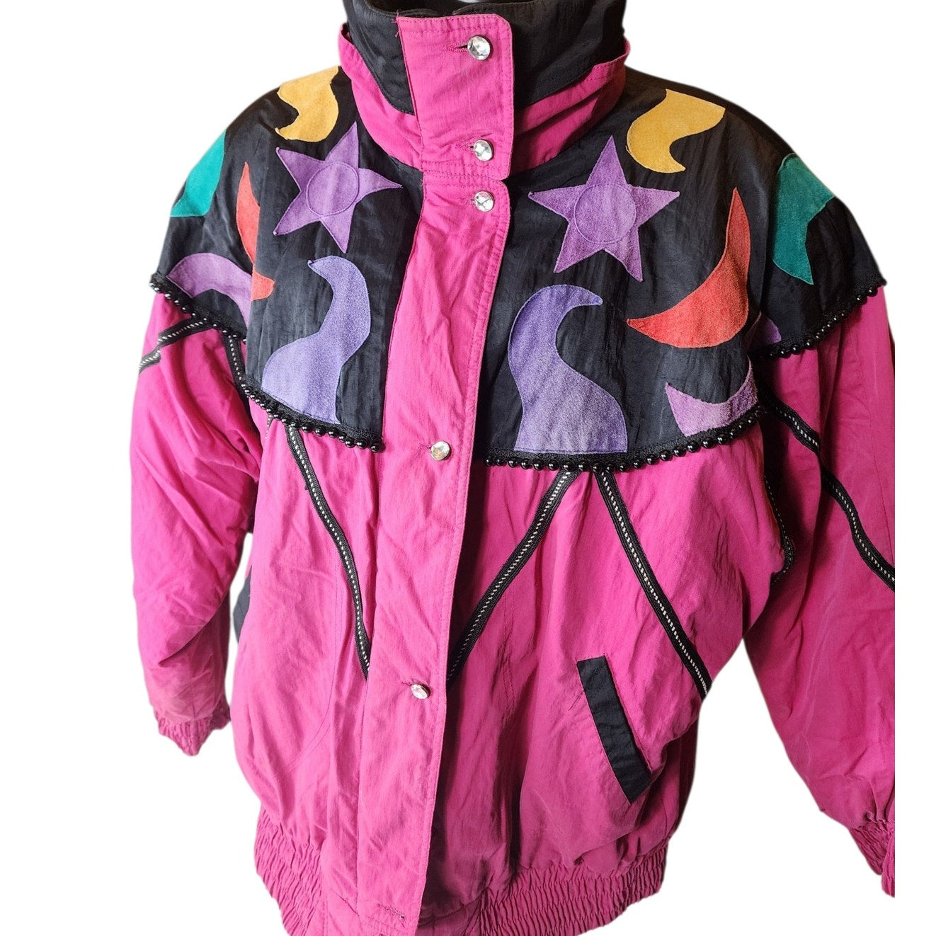 Mulberry Street Ski Jacket Womens Medium Colorblock Fleece Winter 80s 90 Vibes