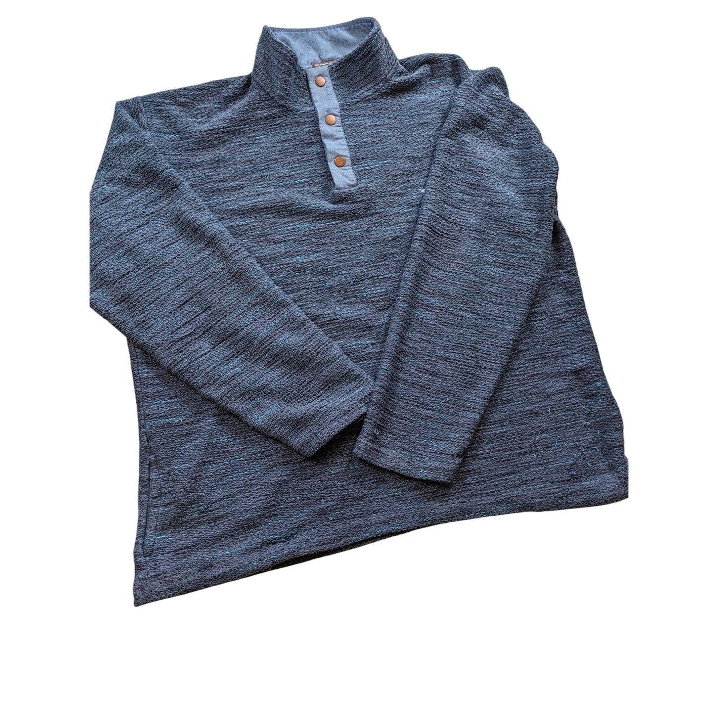 Southern Marsh Sweater Mens XL Pullover Blue Quarter Snap Mock Neck Preppy