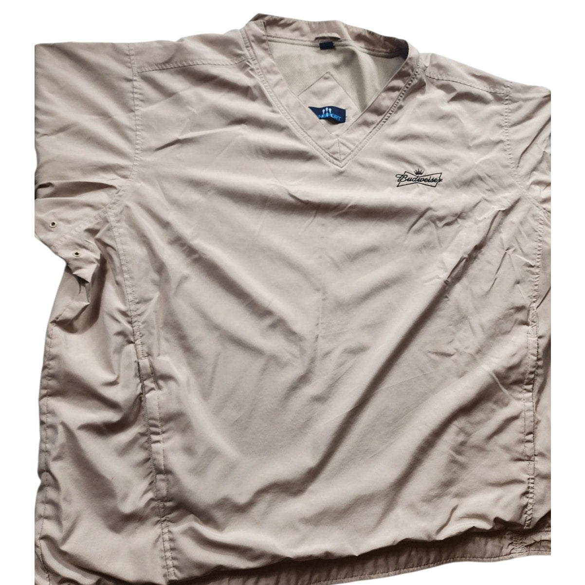 Vansport Budweiser Pullover Windbreaker Mens 2XL Logo V-Neck Lightweight Jacket