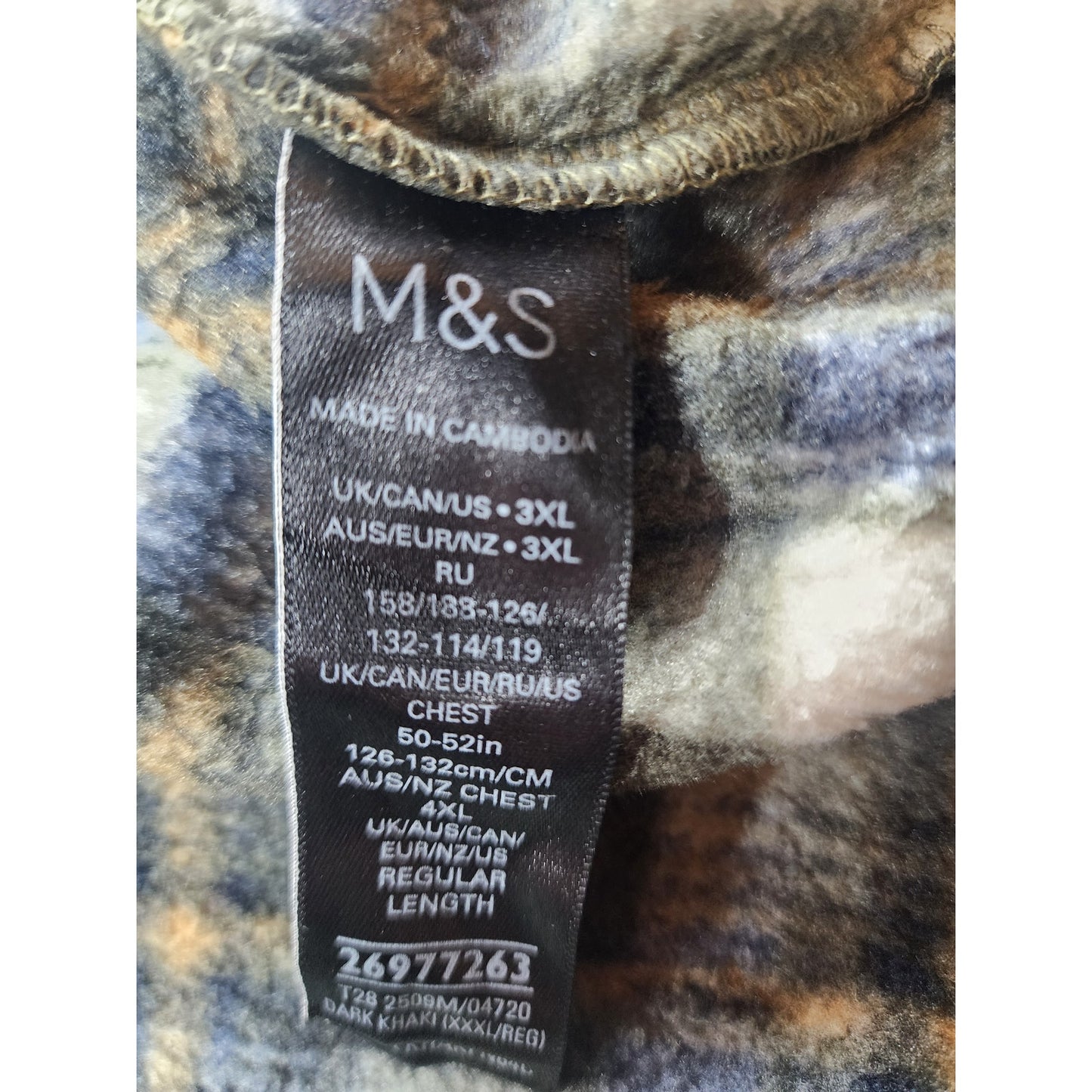 Marks Spencer M&S Fleece Jacquard Check Overshirt 3XL Flannel Shirt Jacket Snap