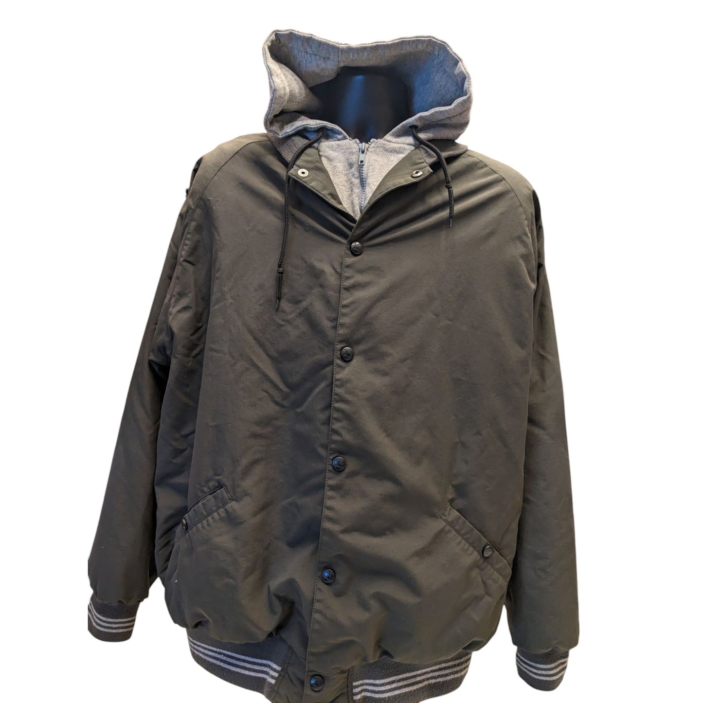 Guide Series Hooded Jacket Mens 2XLT Green Gray Zip Snap Fleece Hoodie Outdoor