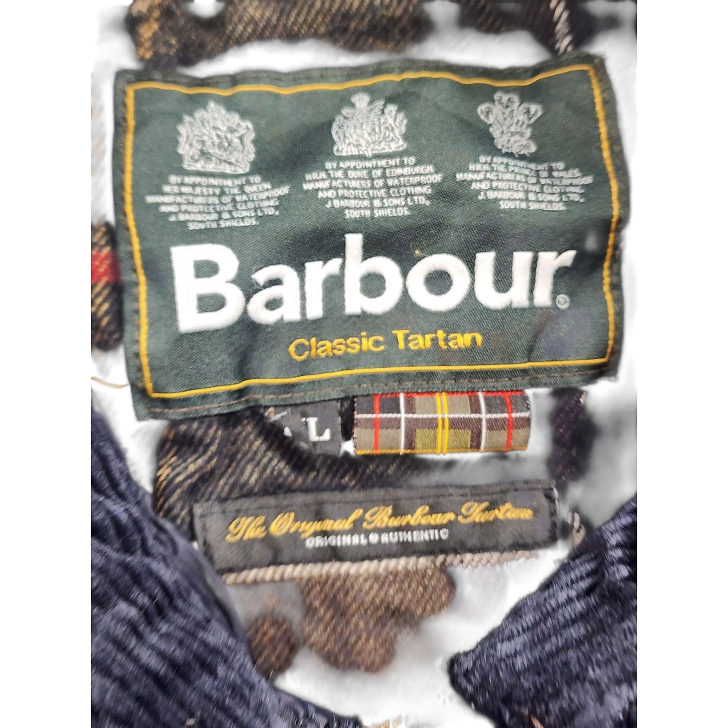 Barbour Jacket Mens Large Quilted Classic Tartan Snap Country Heritage British